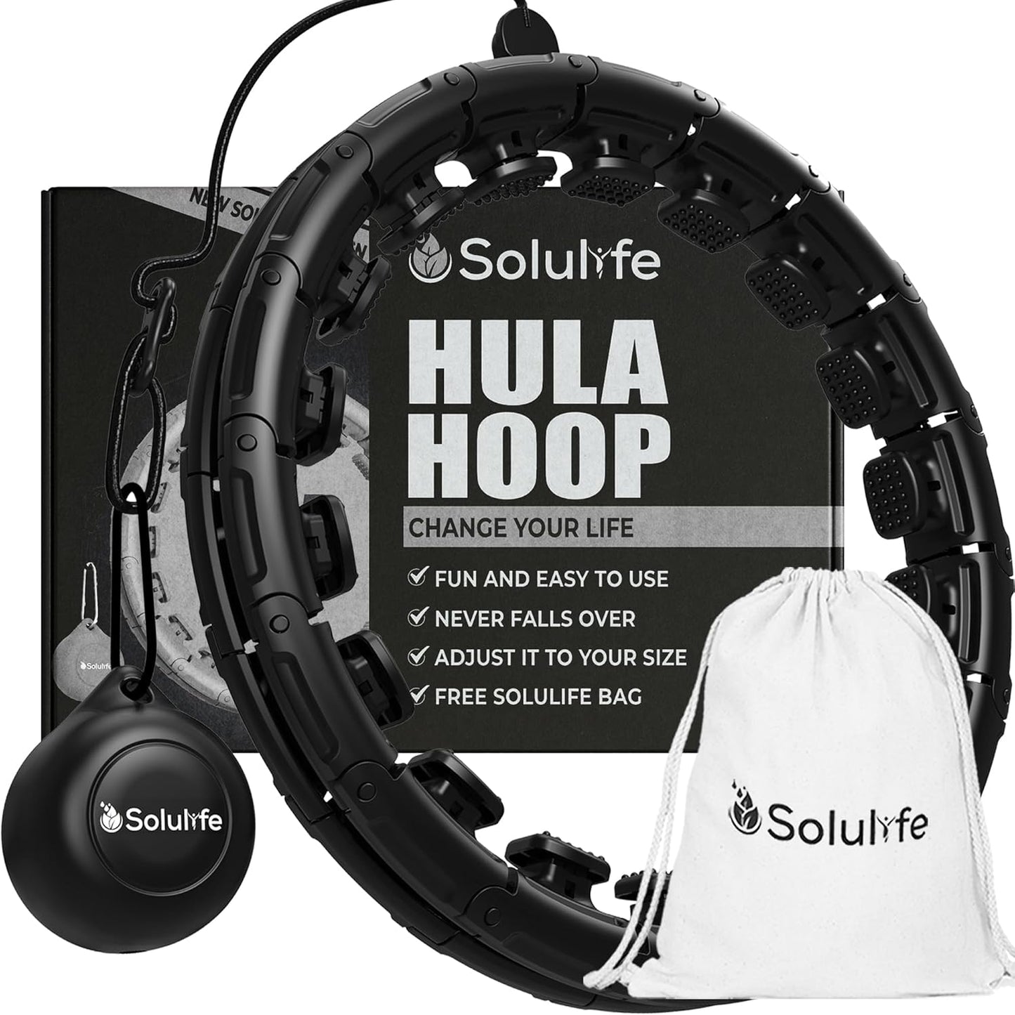 Hula Hoop Reifen mit Massage und Gewichtskugel, Hula Black