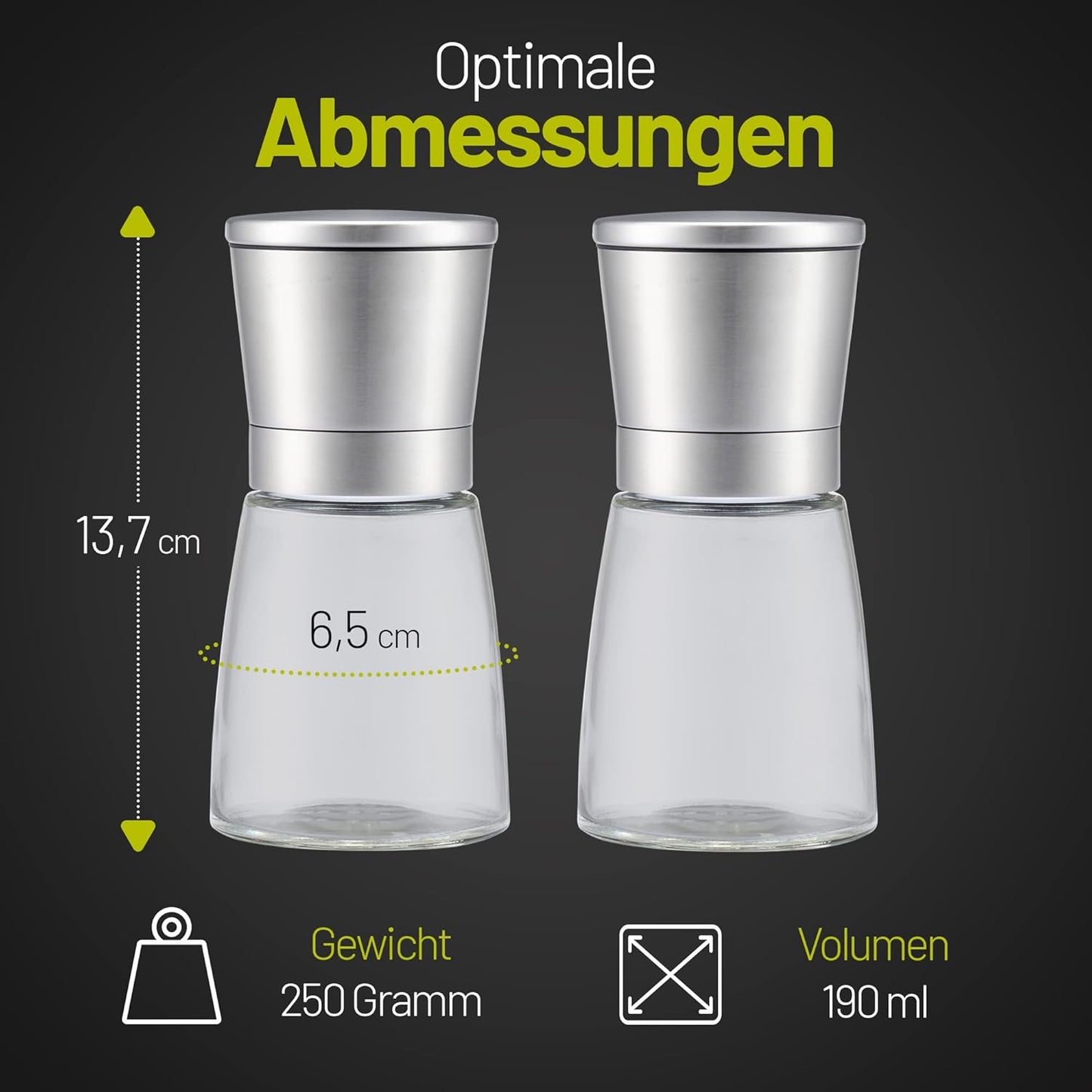 2-teiliges Gewürzmühlen-Set, Silber