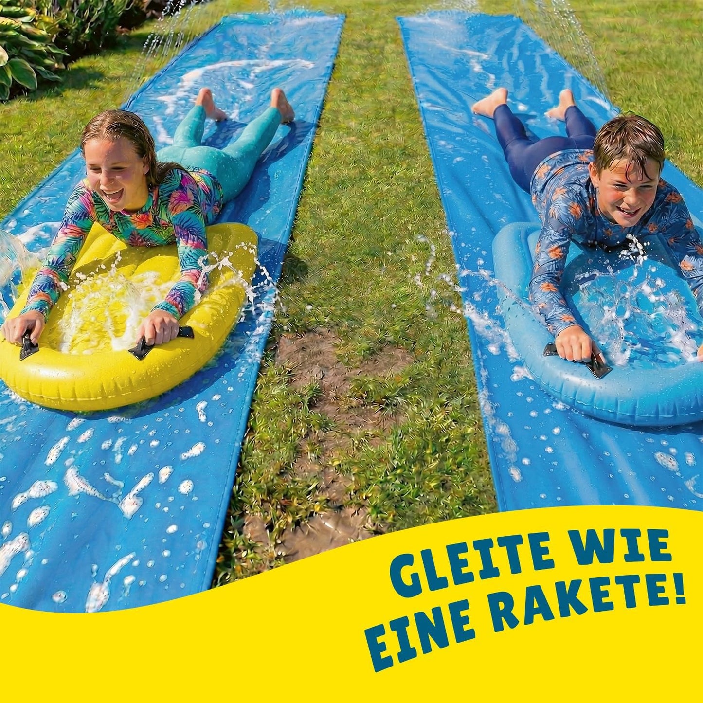 2 Stk. Slipn’Slide Wasserrutschmatten mit Bodyboards, Wasserrutschen x2 + Bodyboards + Seife x1