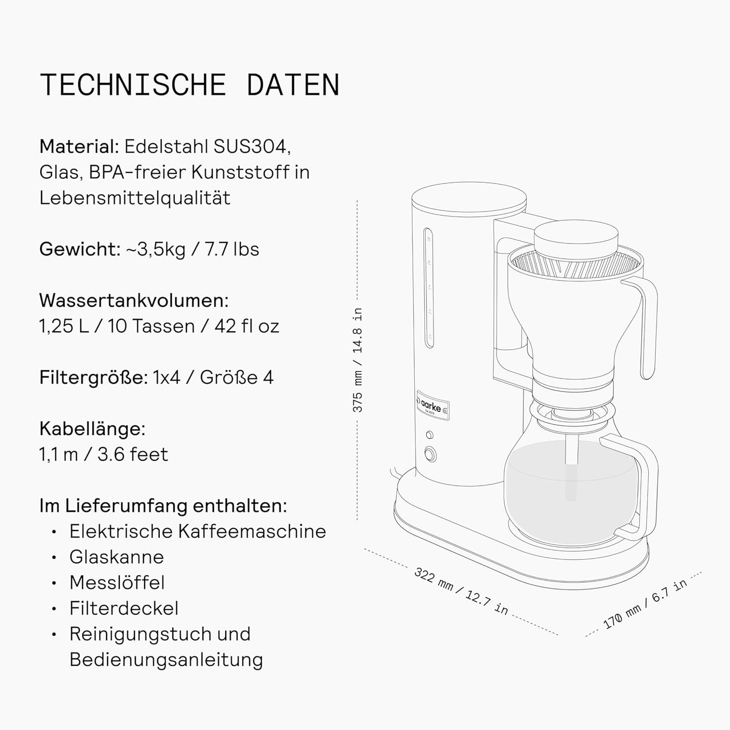 Elektrische Filterkaffeemaschine, 10 Tassen, ECBC-zertifiziert