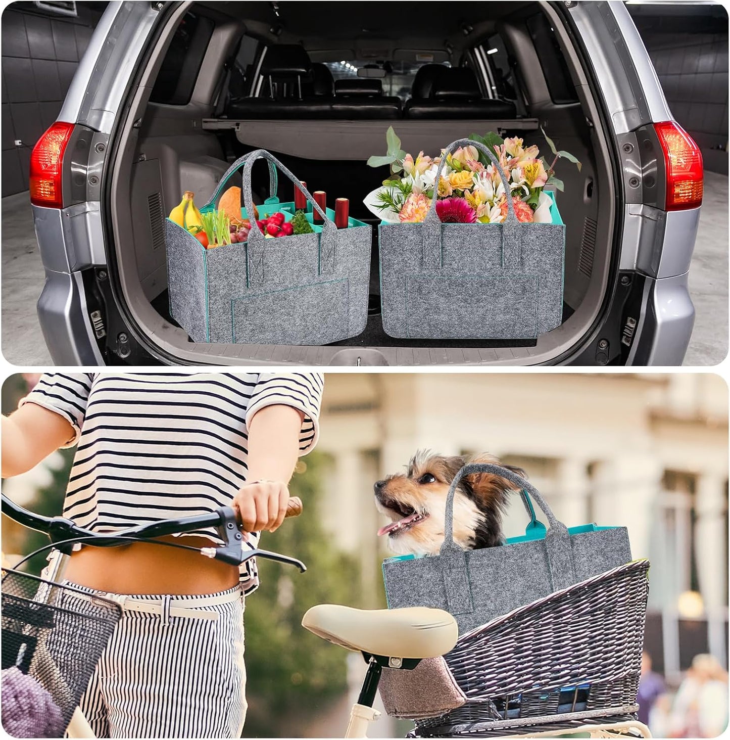 2er-Set Filztasche mit Fächern, Türkis/2 Stücke