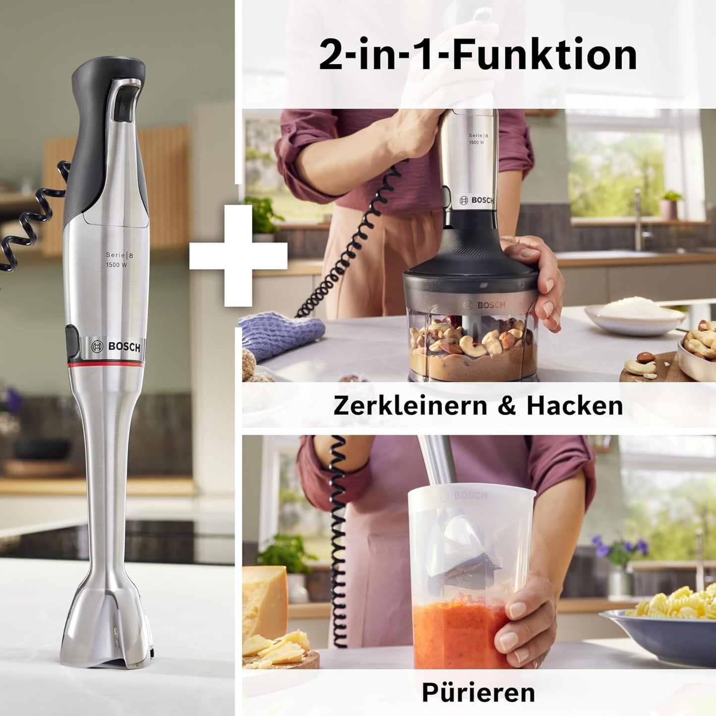 ErgoMaster Serie 8 Stabmixer-Set, MSM8M930, Zerkleinerer + 1500 W