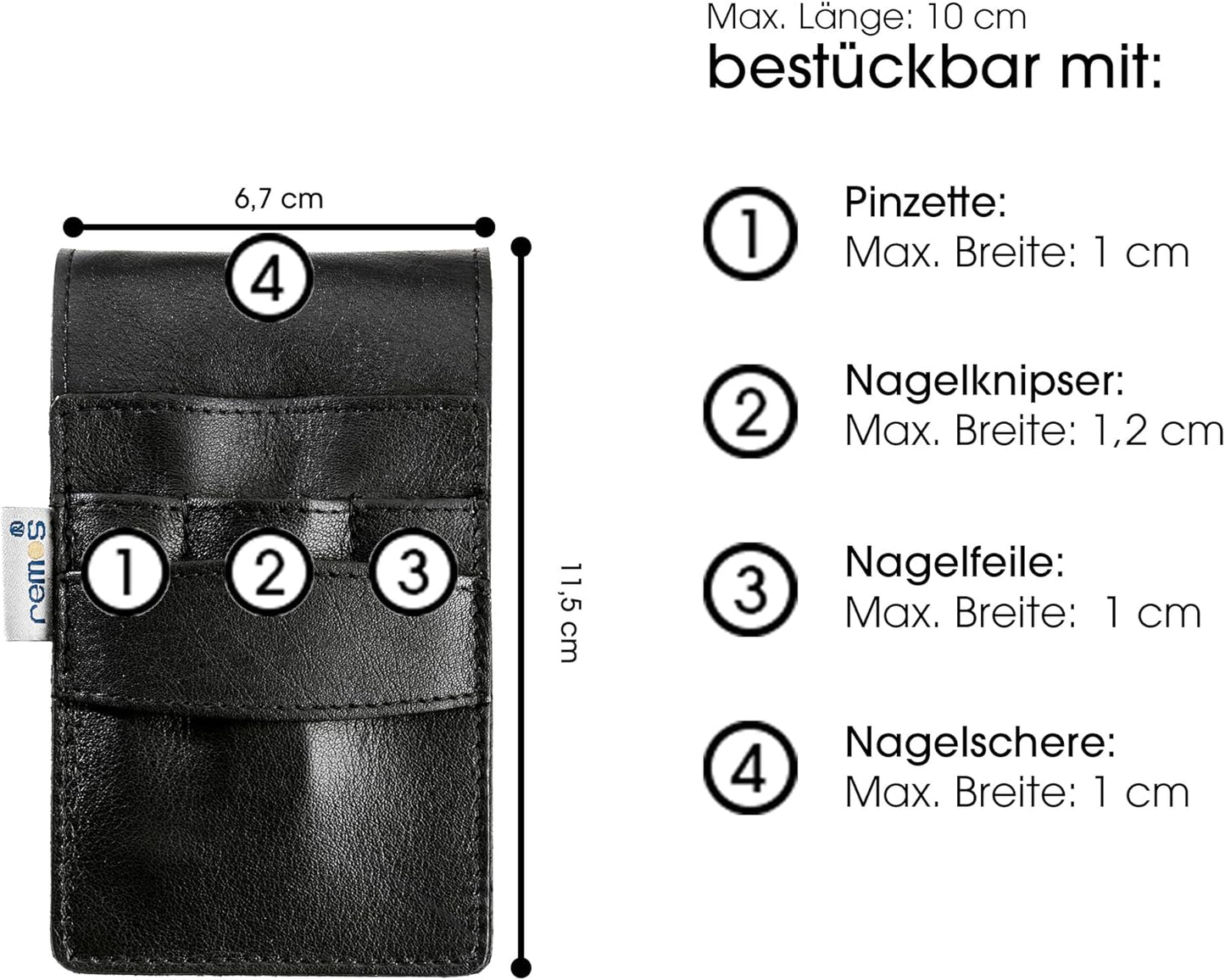 Nageletui aus Leder, Schwarz
