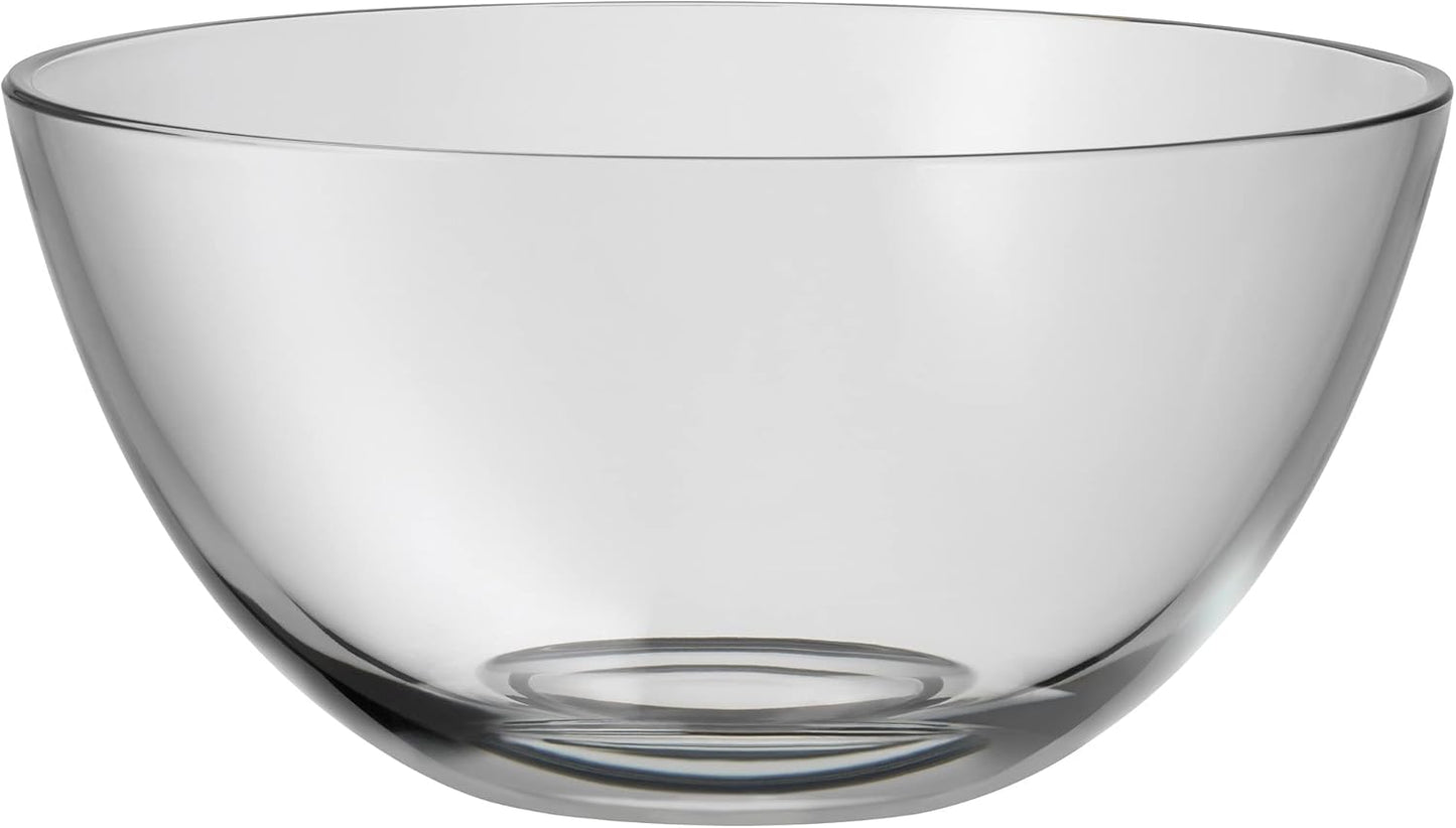 Salatschüssel Set mit Salatbesteck 25cm Taverno Glas Edelstahl 18/10 poliert, Salatschüssel 23.5 cm