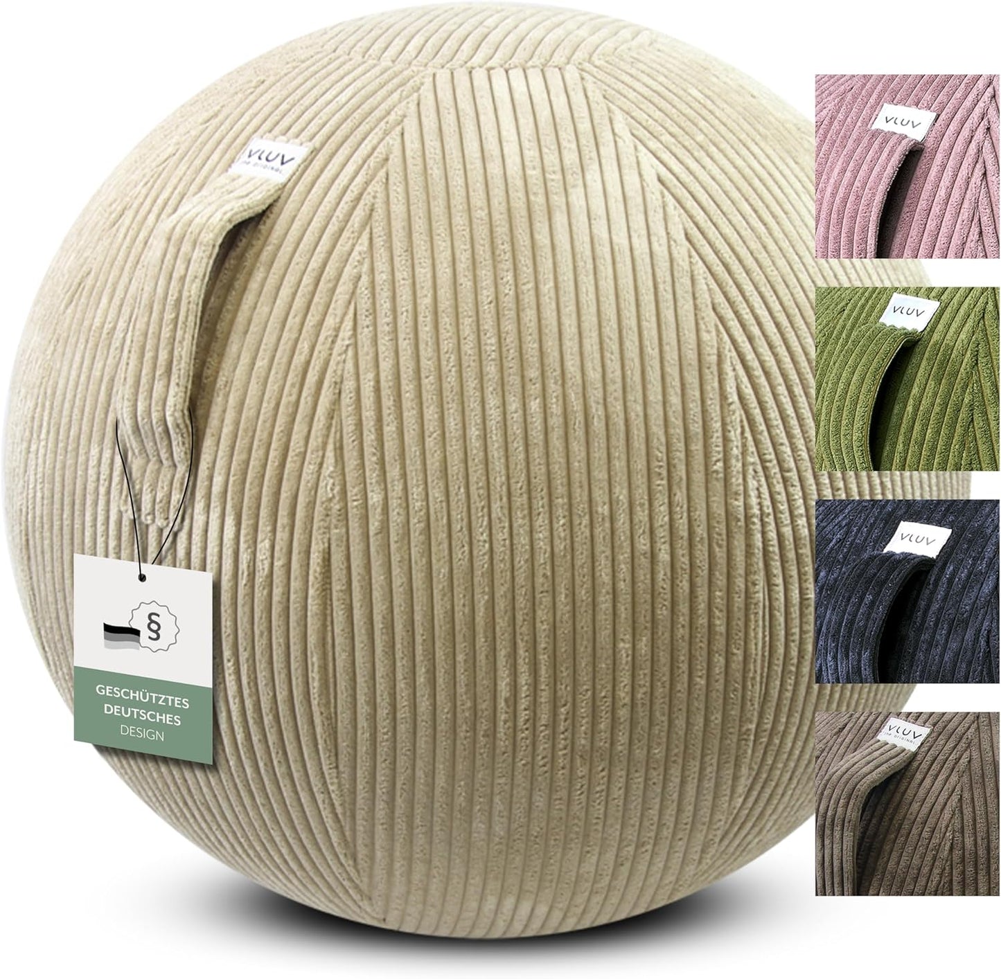 Ergonomischer Sitzball mit Tragegriff, 65 cm, Beige 60 - 65cm