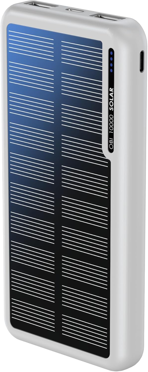 Solarpowerbank mit USB-C & USB-A-Anschlüssen, Weiß