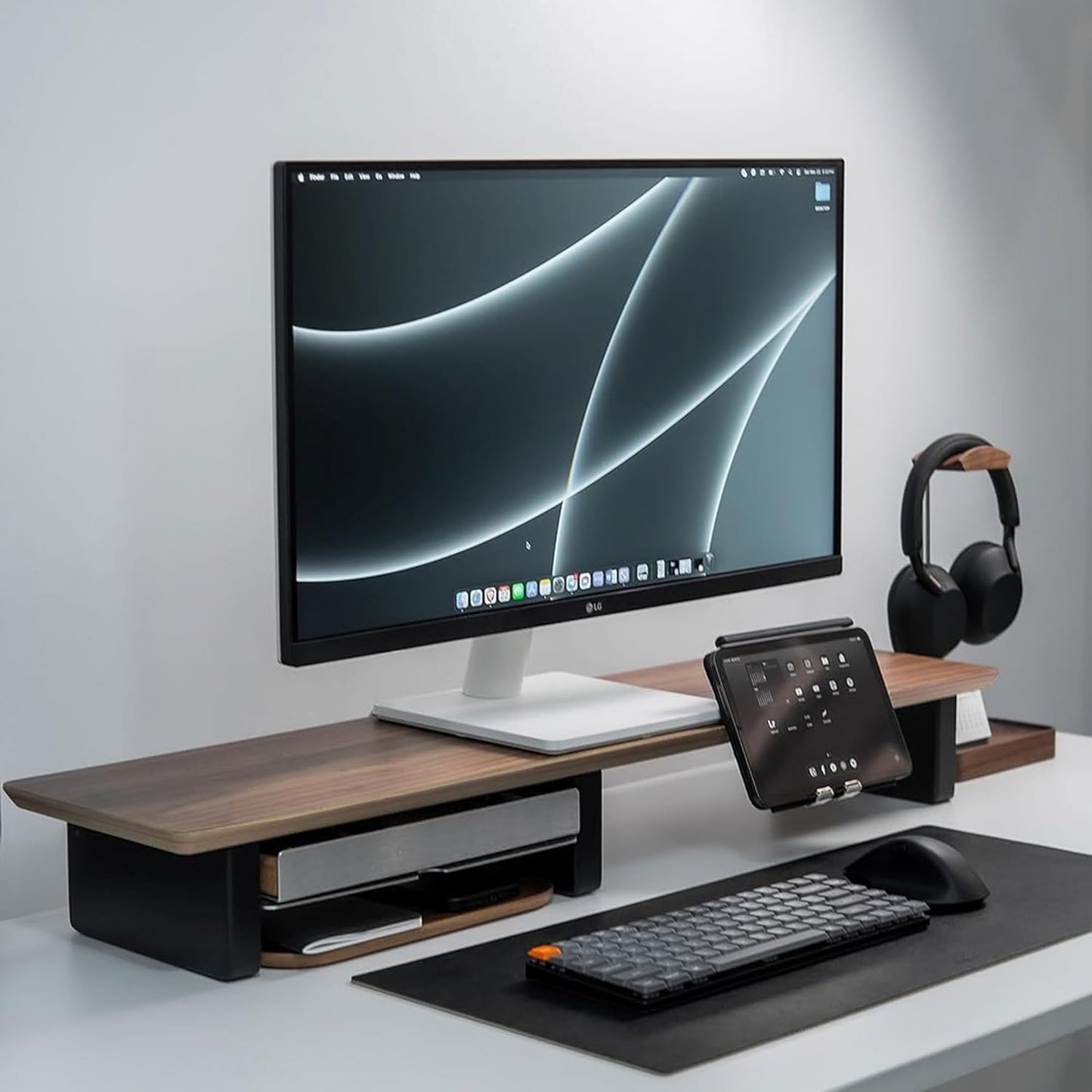 Monitorständer Dual Screen Riser, Walnuss Medium v2.0 - 36 Inches