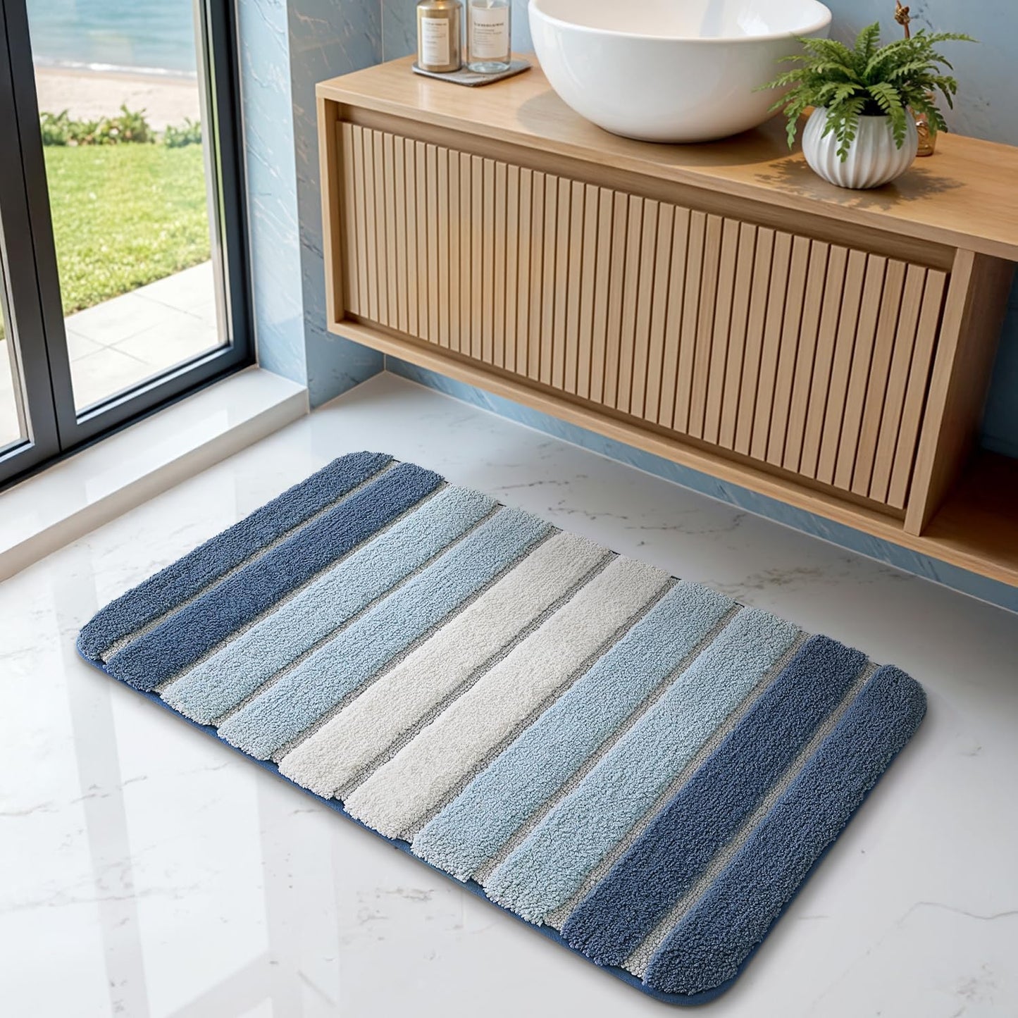 Rutschfeste Badematte, 50 x 80 cm, 50 x 80 cm (Rechteckig) Blau