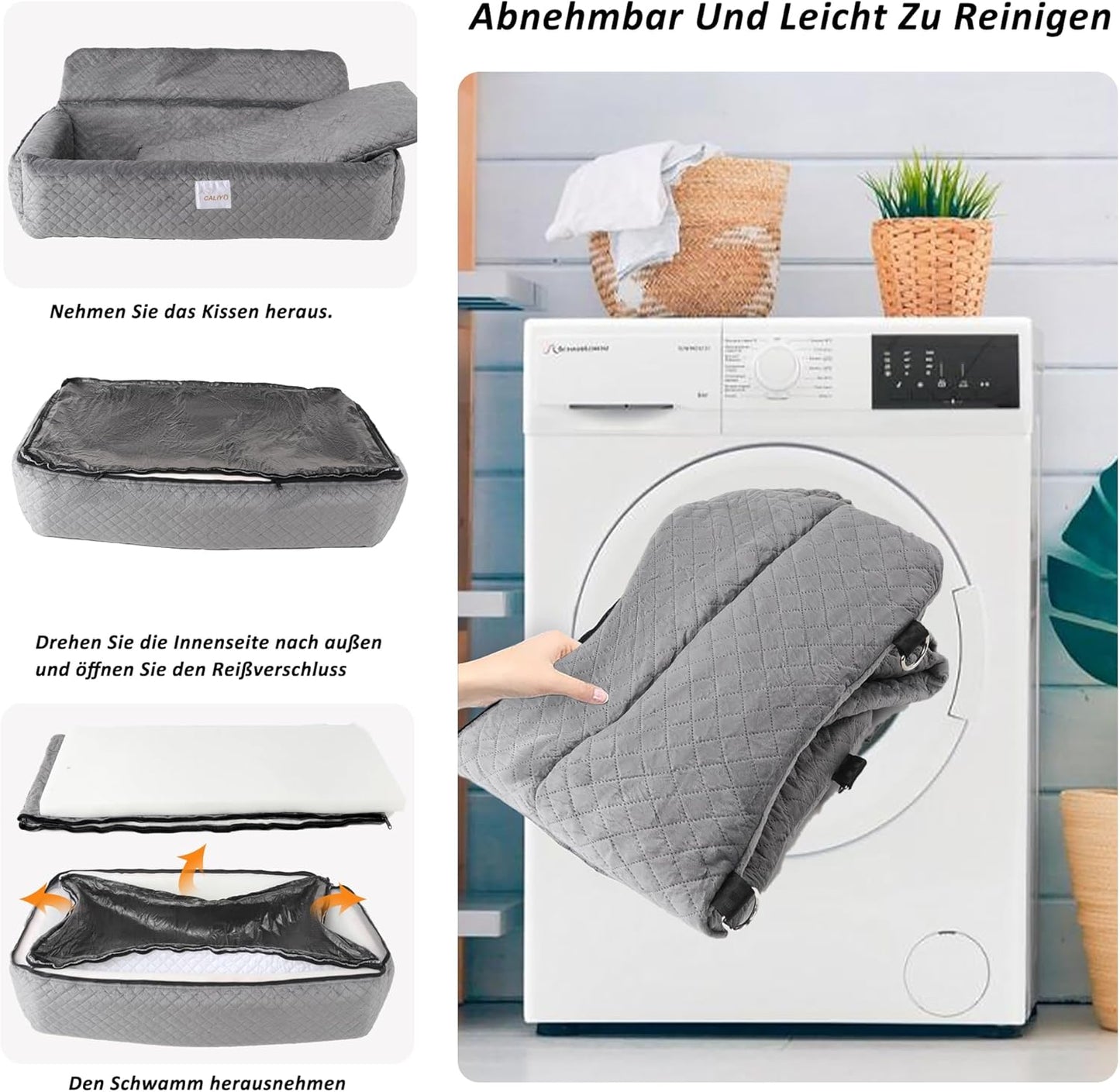 Hunde Autositz mit Sicherheitsgurt, Hellgrau(XL)