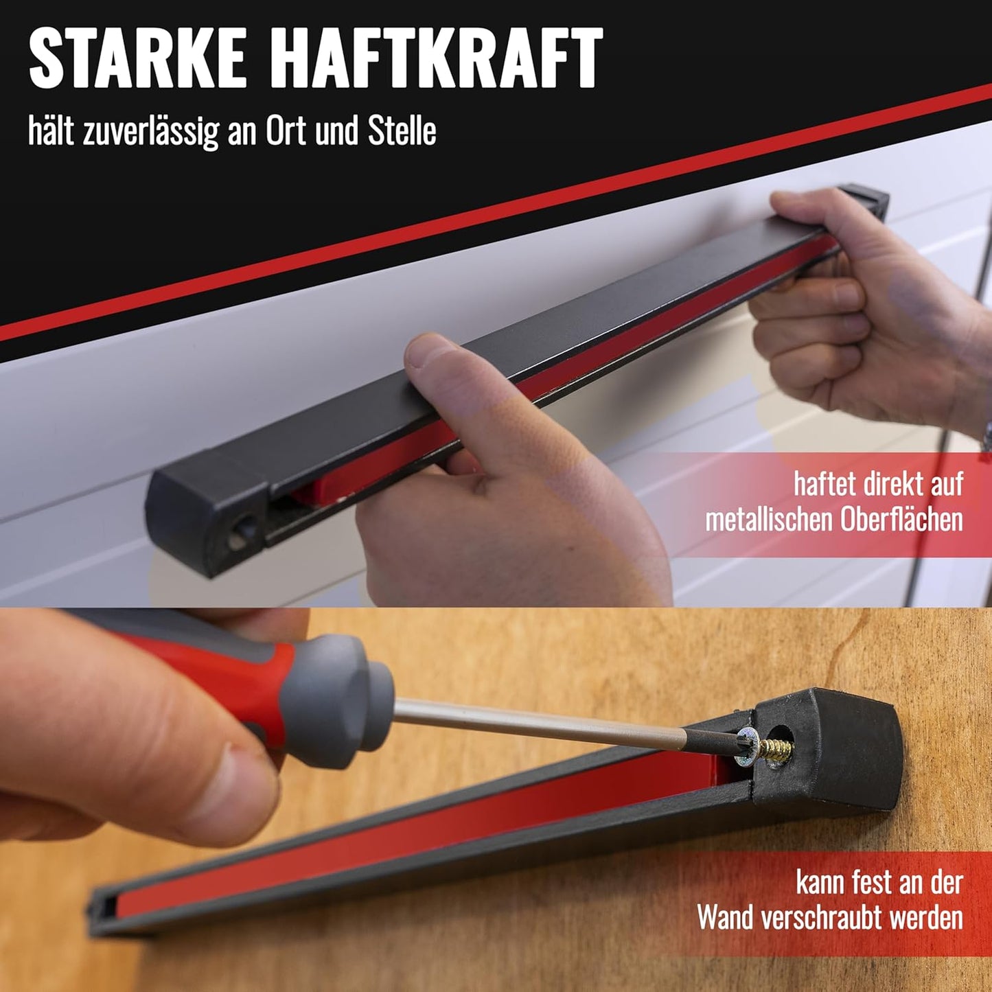 Magnet-Werkzeugleiste für Werkstatt & Garage, 60 cm (L) x 2.5 cm (H) x 1.8 cm (P)