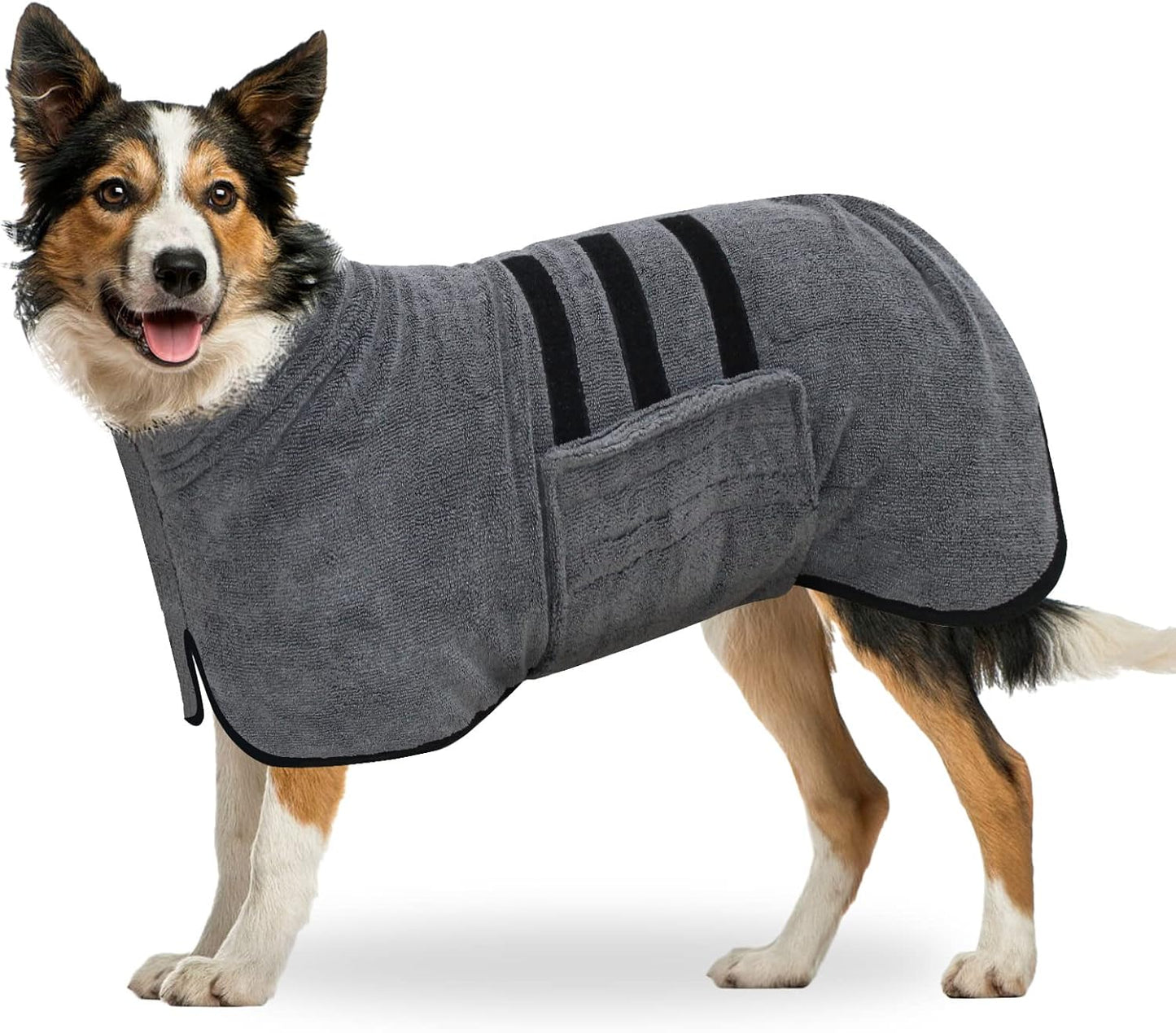 Hundebademantel mit Klettverschluss, Grau-L