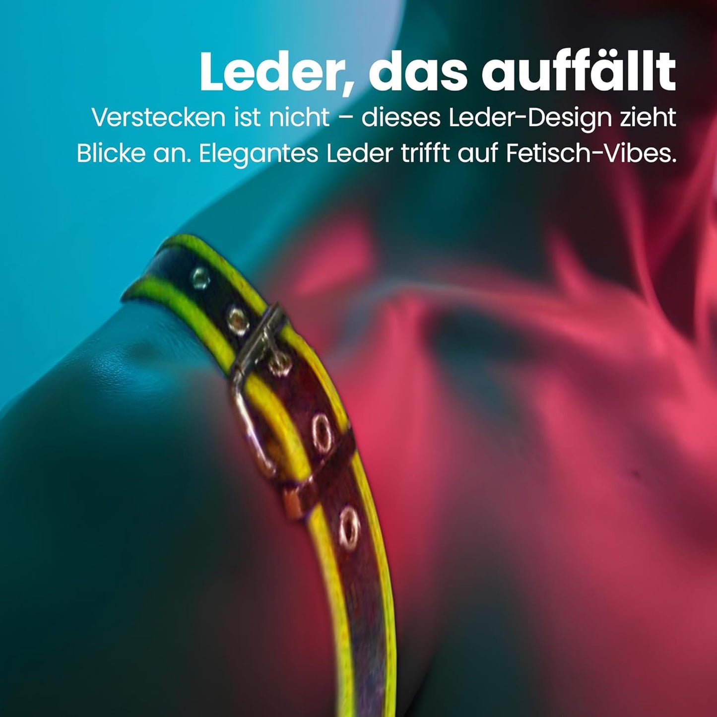 Verstellbares Leder-Harness für Herren, S Schwarz/Gelb
