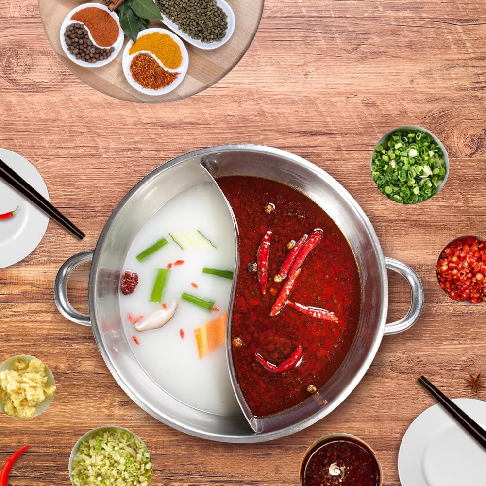 Hot Pot Wok mit Trennwand, 12.59in