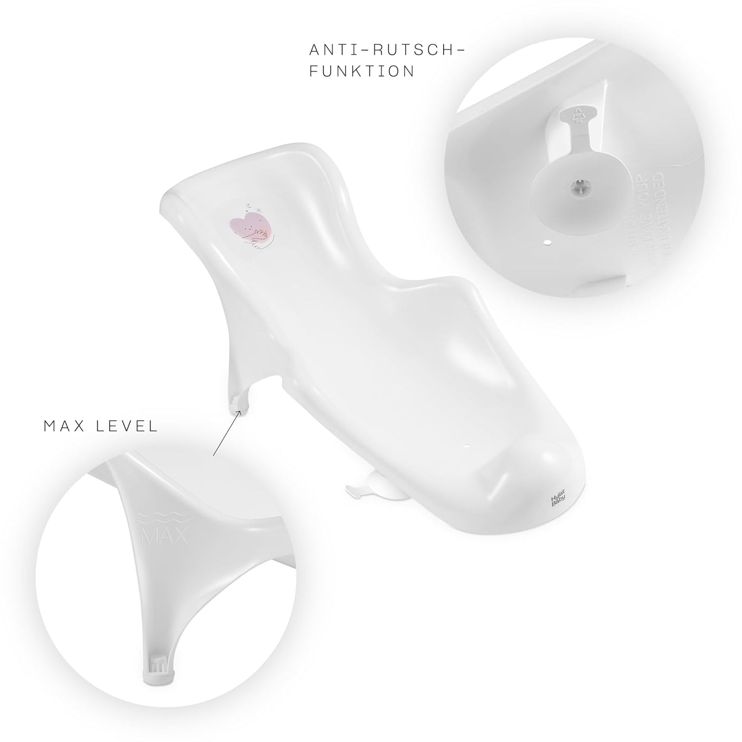 Babywanne mit Ständer und Badesitz, 4-teiliges SET Lite Hug Me - Weiss