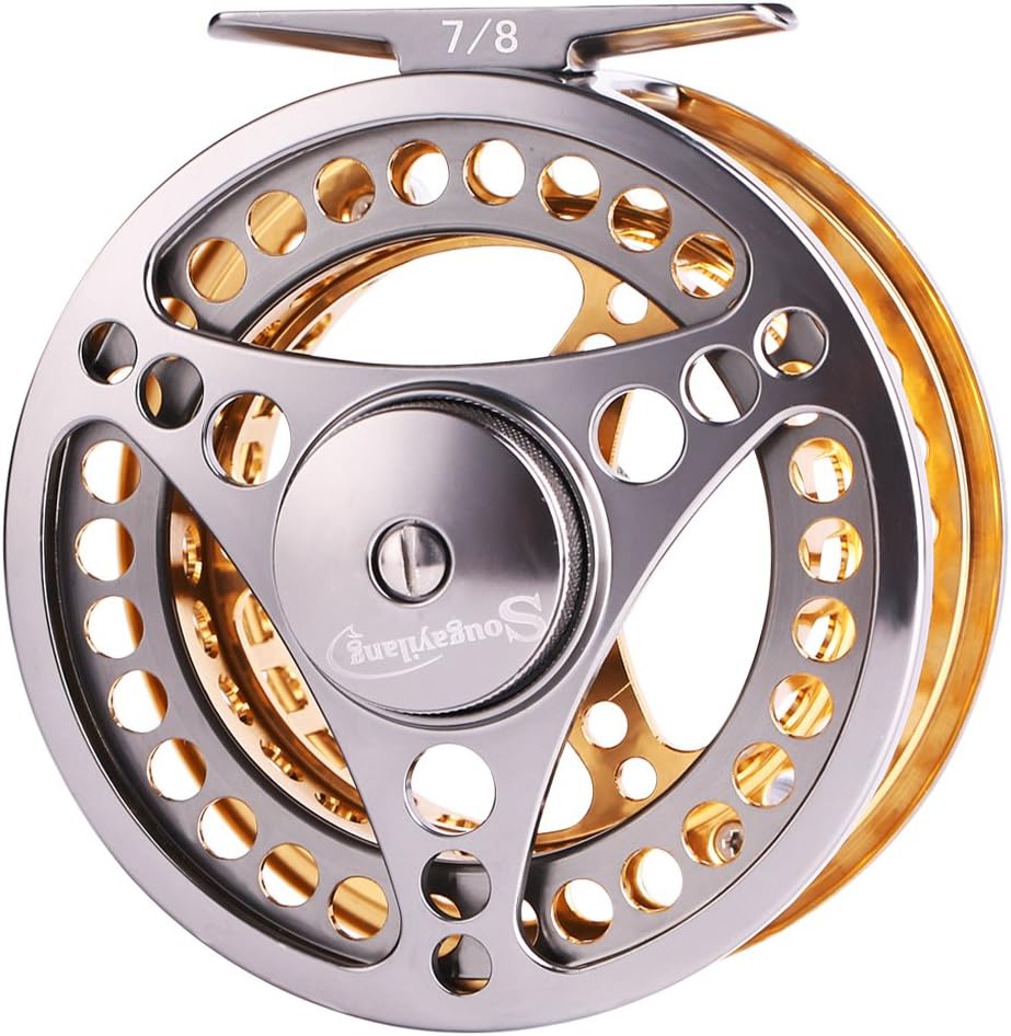 Fliegenfischen-Rolle mit CNC-Aluminium-Spule, gold , silber 7/8 Reel