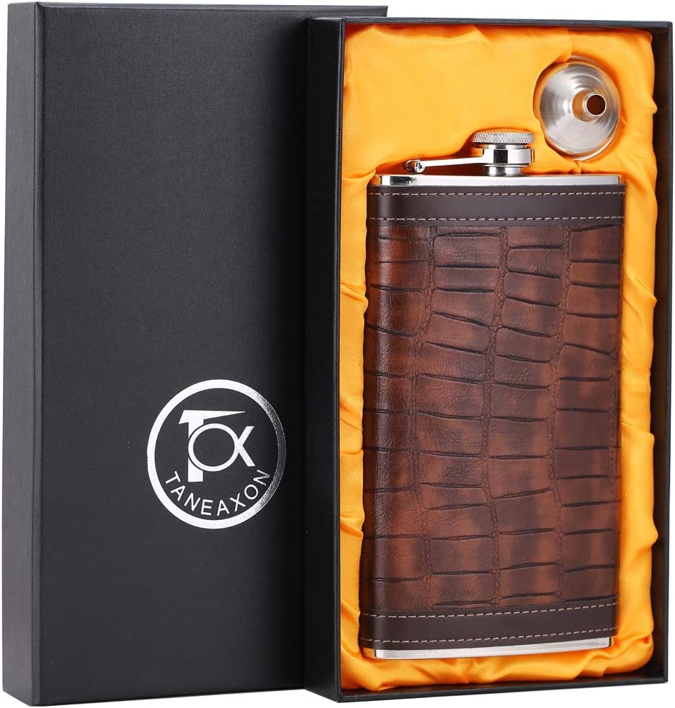 Flachmann Krokodilleder-Muster mit Trichter, 12 oz A. Krokodilleder-muster