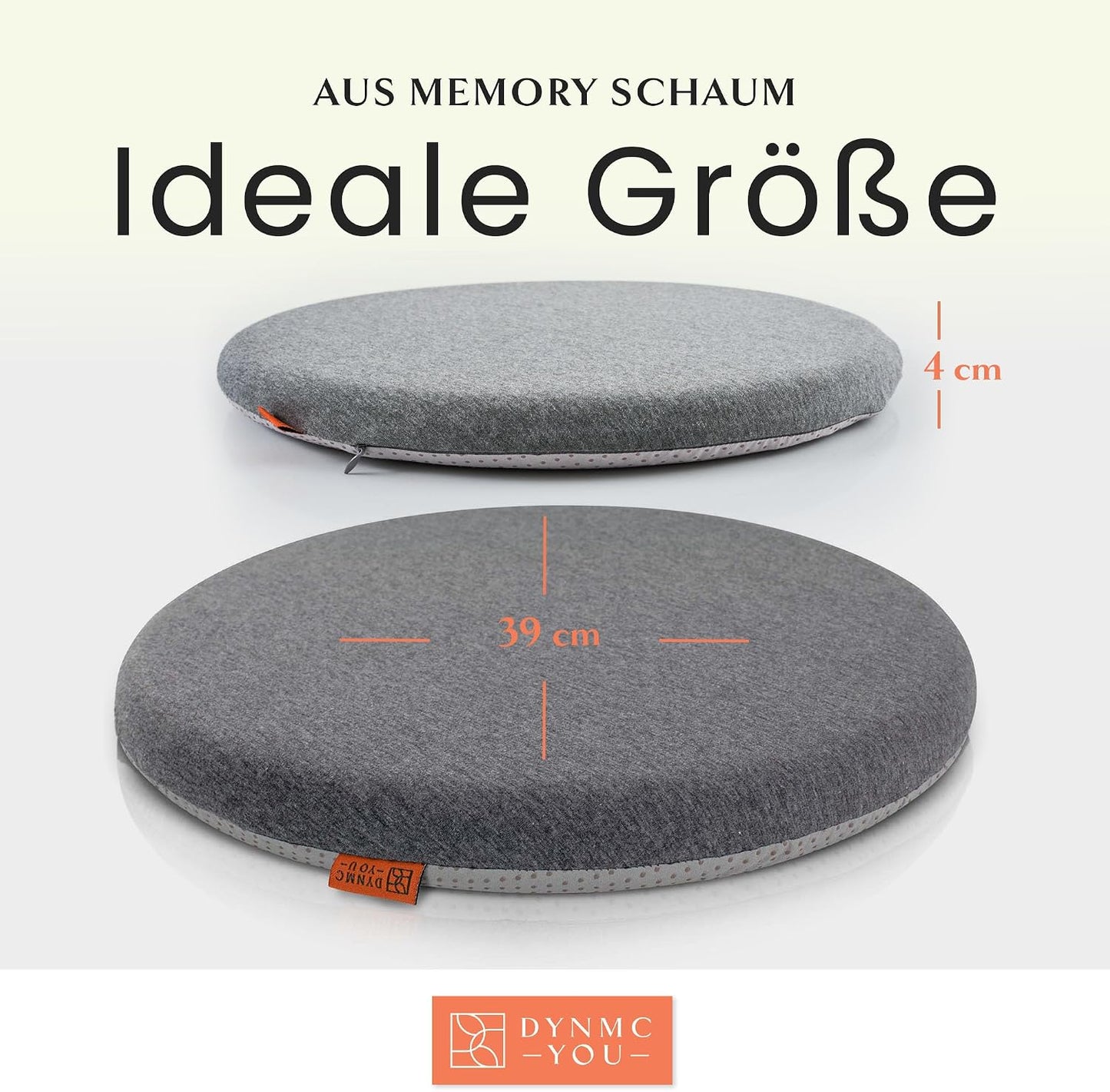 Memory-Foam Stuhlkissen (2er Set) für Esszimmer & Büro, Grau Rund 2 Pack