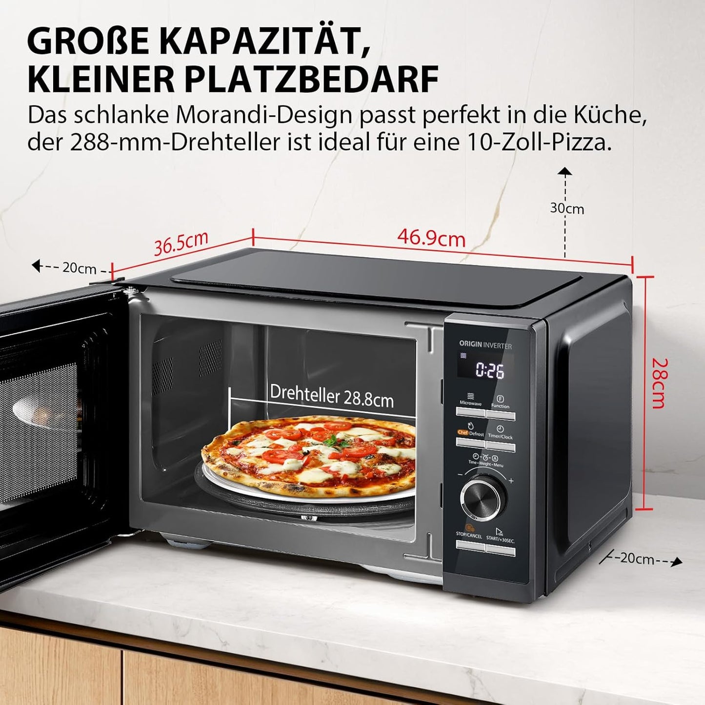 Mikrowelle mit Grillfunktion, 25L Grill Inverter