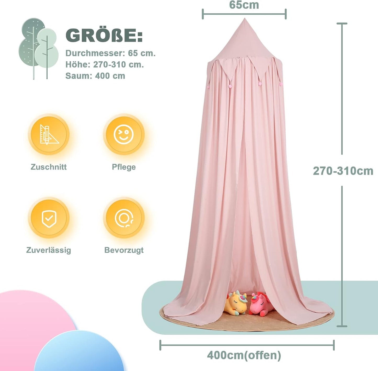 Betthimmel für Kinderzimmer, Rose