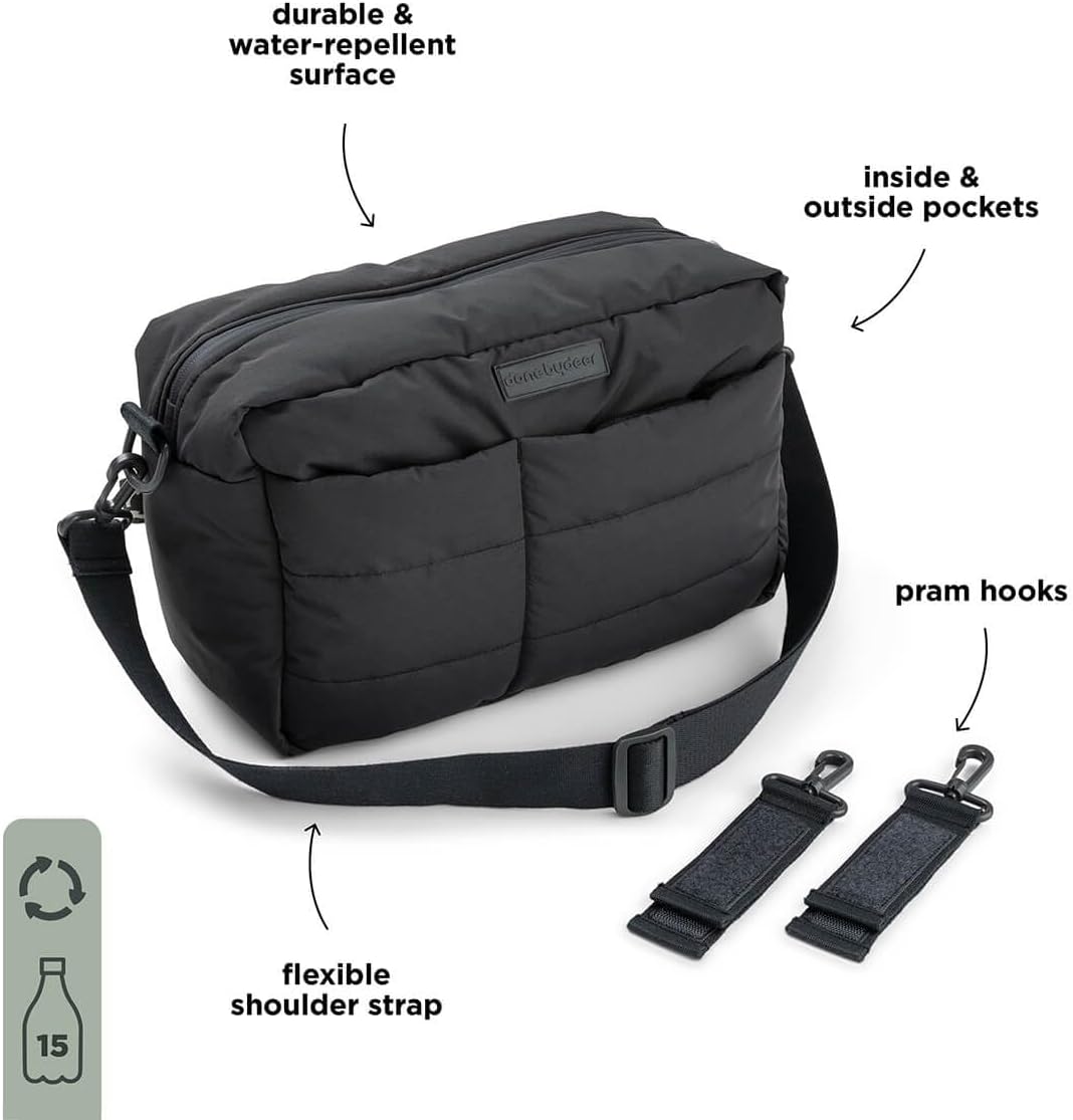 Wickeltasche mit Wickelunterlage & Haken, Schwarz