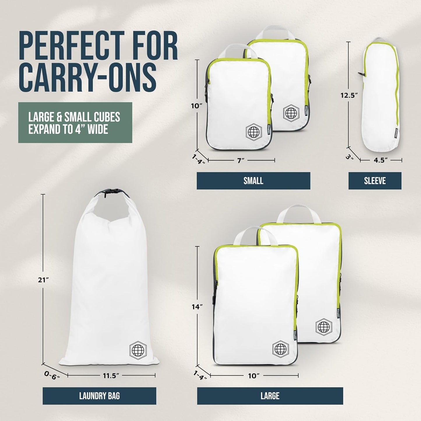 Kompressions-Verpackungswürfel-Set, White/Green 6Piece
