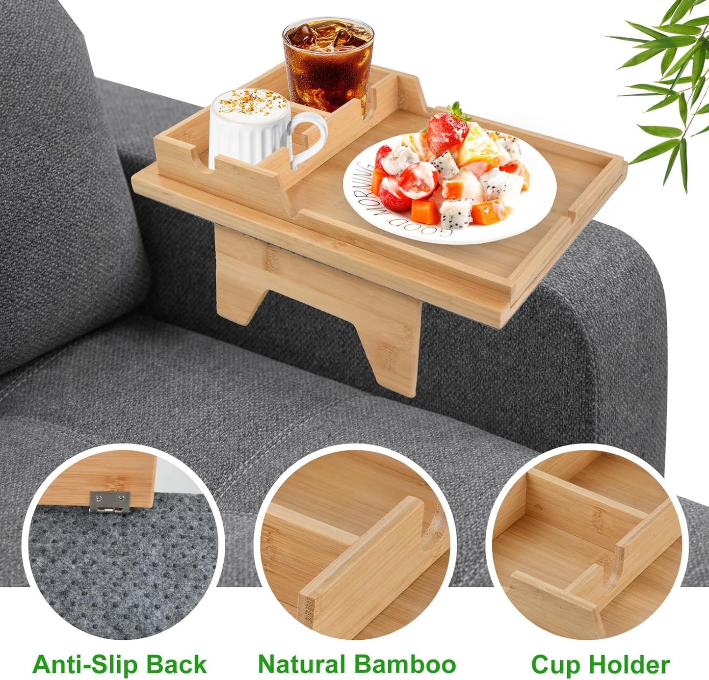 Sofa-Armlehnen Tablett mit Getränkehalter & Tablet-Ständer