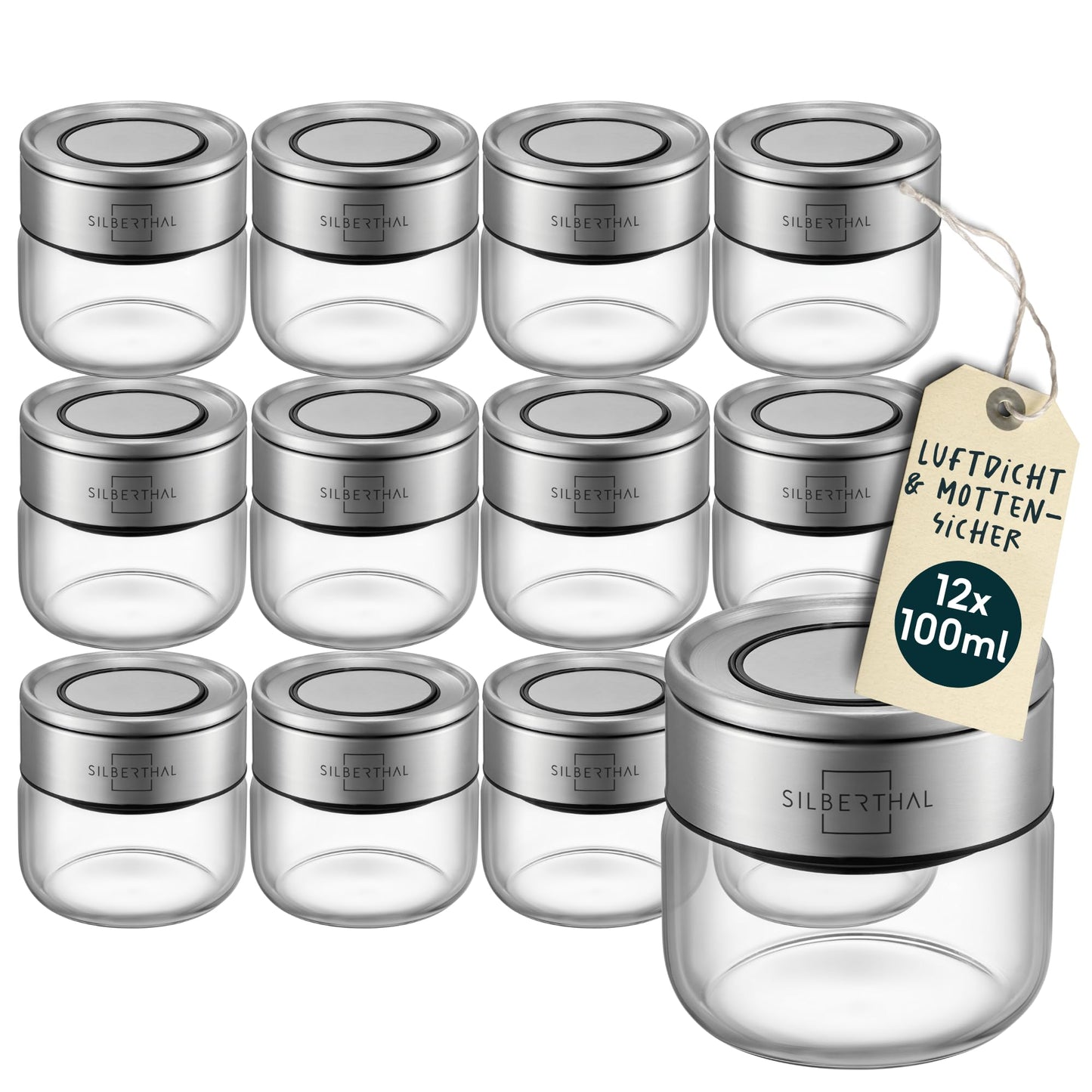 Gewürzgläser-Set mit Klickdeckel, 12x 100 ml, Set 12x 100 ml