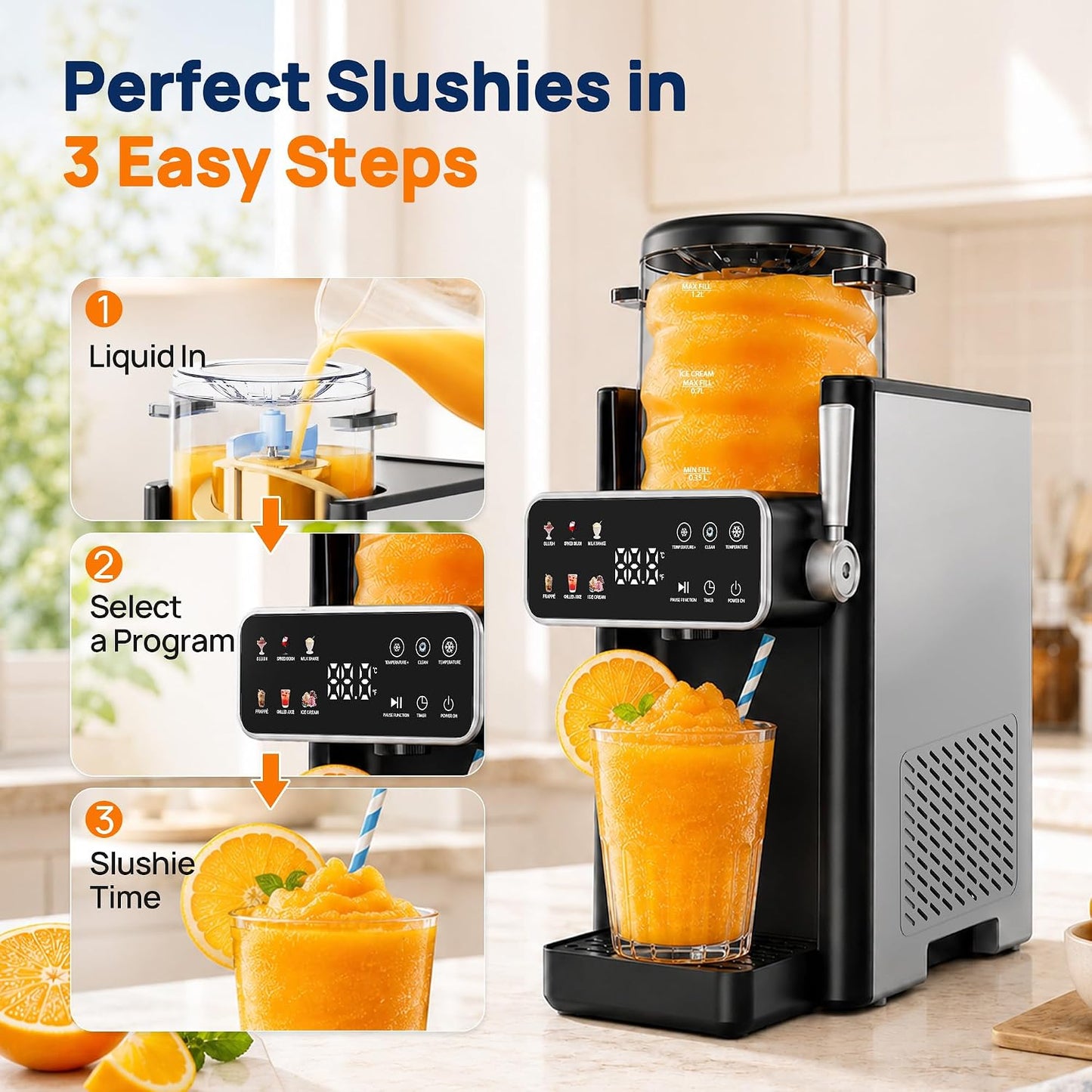Slushie Maschine SBL-2506 mit Vorwahltimer & 6 Voreinstellungen, Black
