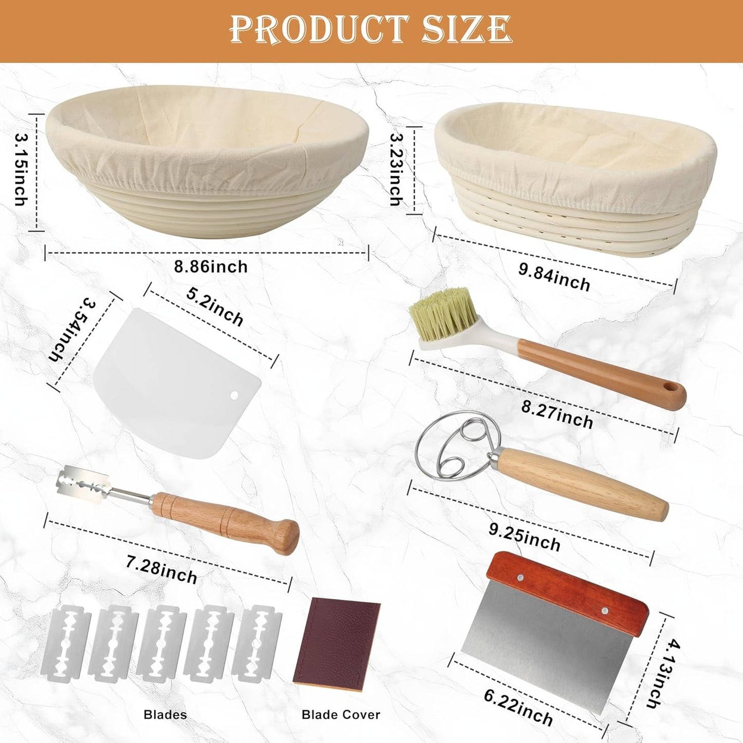 Gärkorb Brotback-Set, 23cm Rund + 25cm Oval