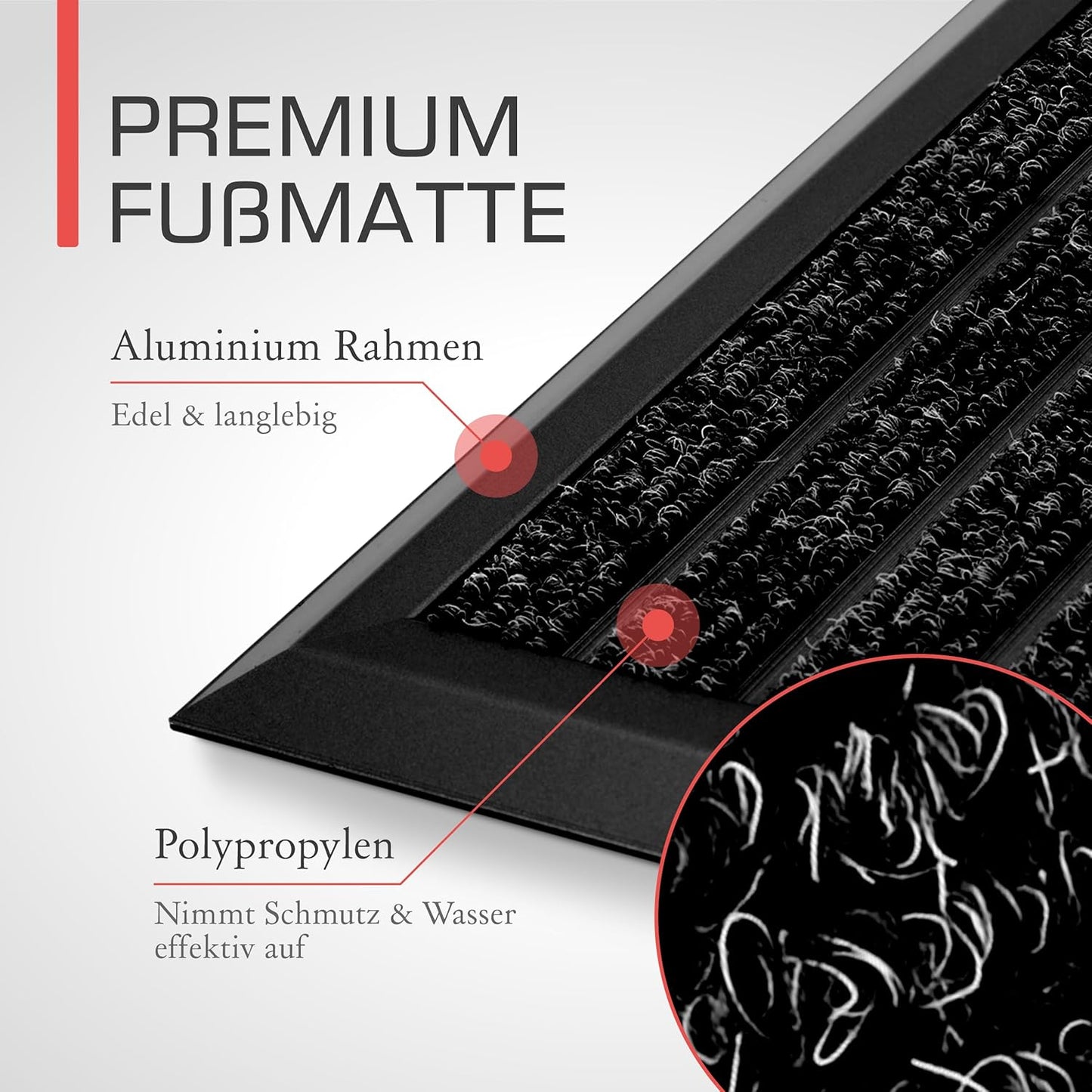 Rutschfeste Fussmatte AluGant, 50x80 cm, Anthrazit