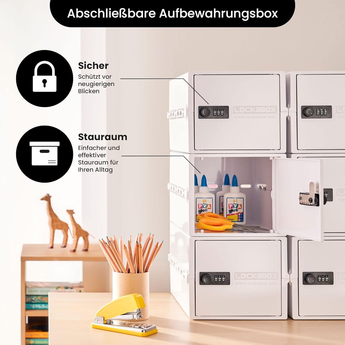 Abschliessbare Aufbewahrungsbox One mit Zahlenschloss, Opalweiss