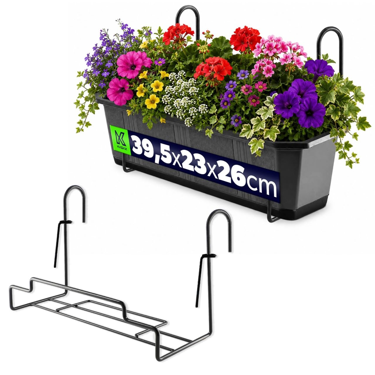 Blumentopfhalter für Geländer & Balkon, Breite: 14 cm