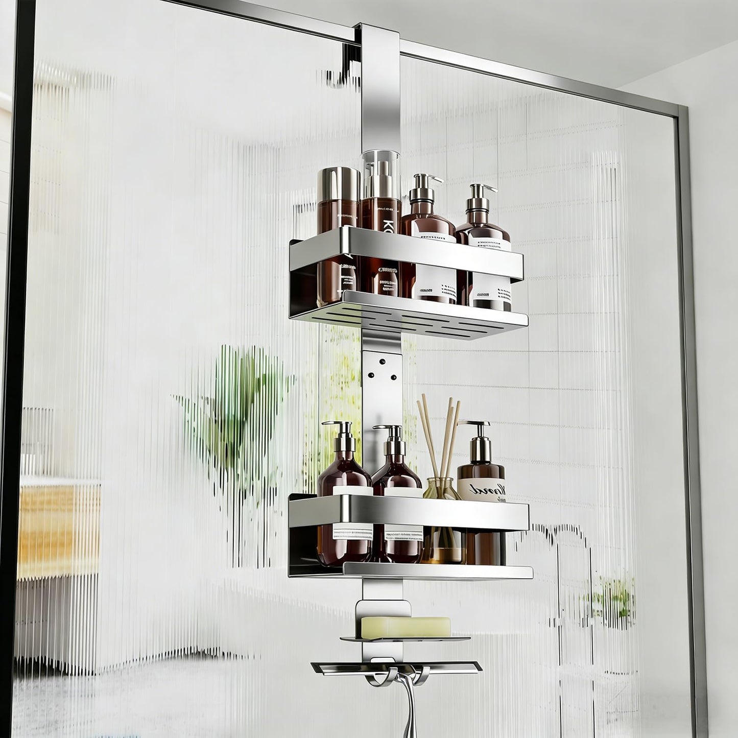 Duschablage für Glasduschtüren, Grau-grün