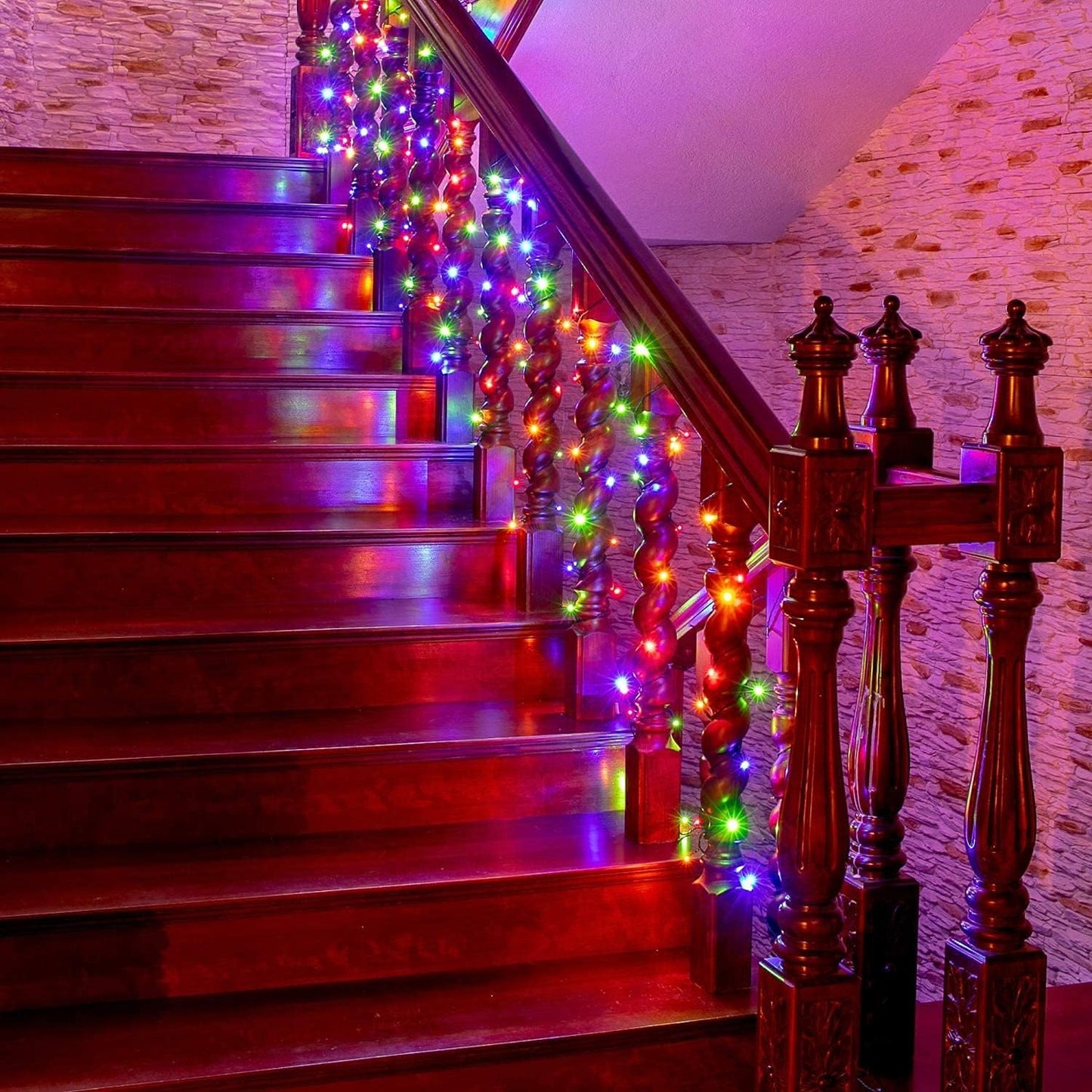 Batteriebetriebe Lichterkette, 2 Stück, Timer, 8 Modi, 2*10m,100LEDs, Bunt