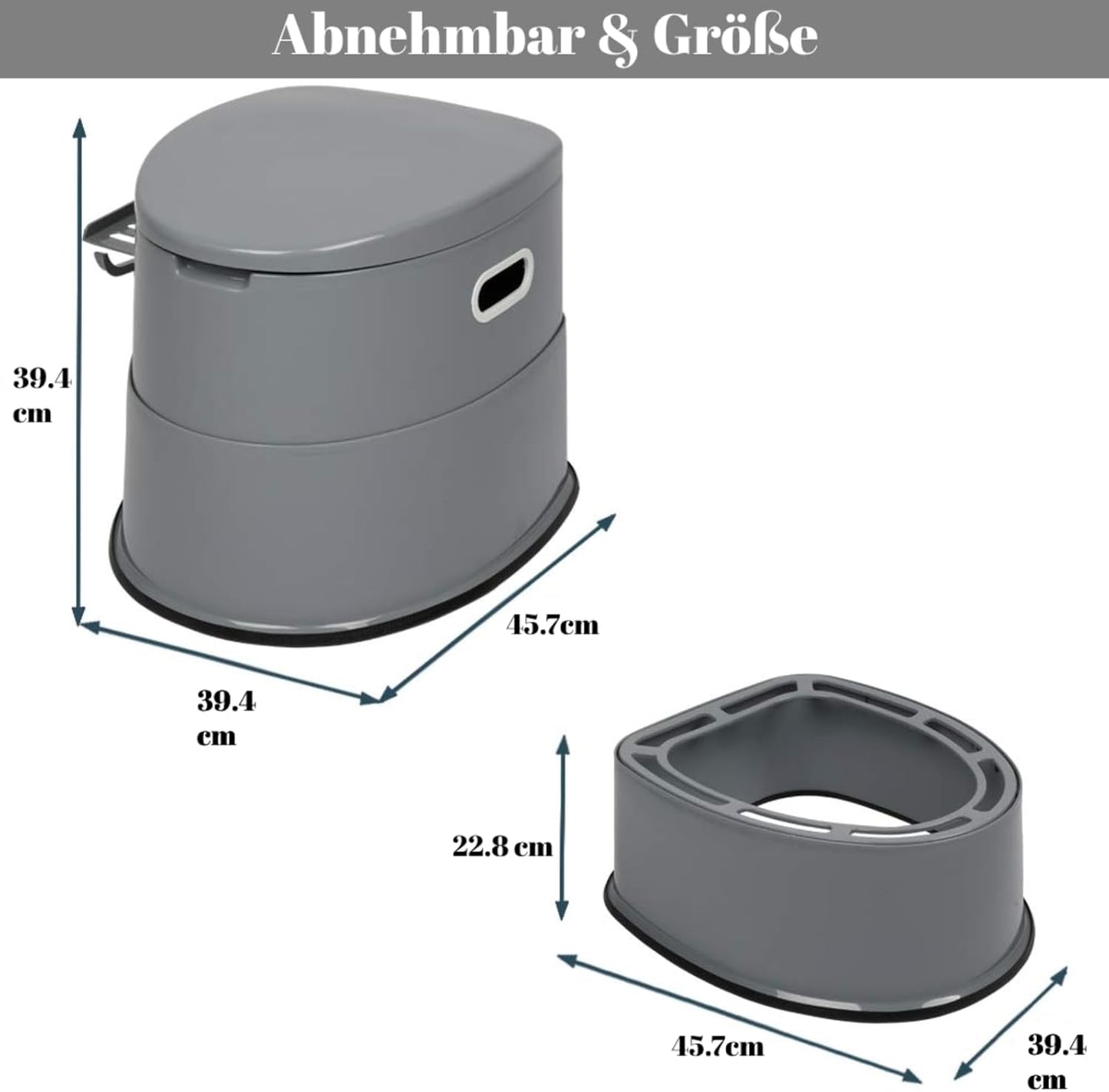 Tragbare Campingtoilette, Grau