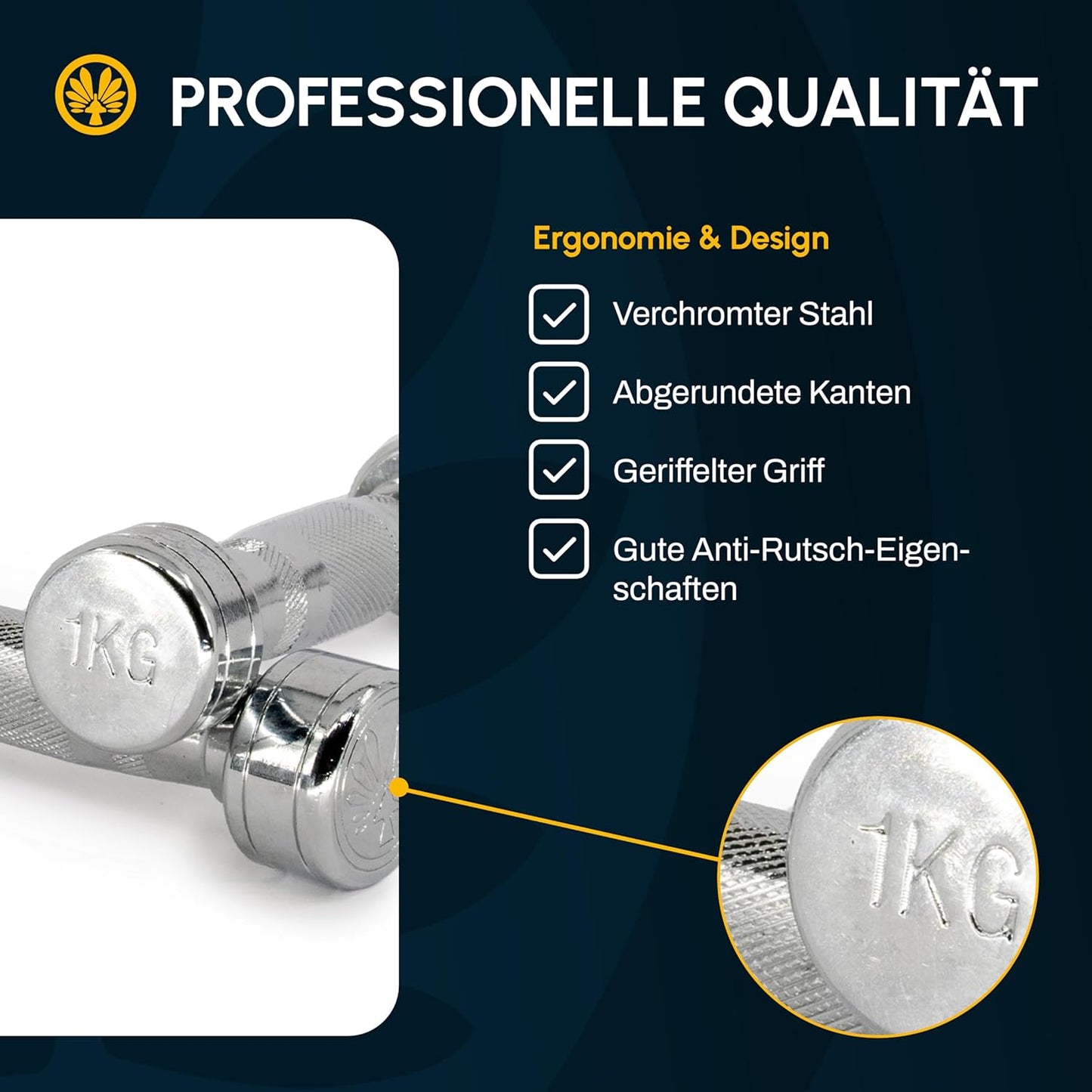 Chrom Hanteln Set, 2x 1 Kg
