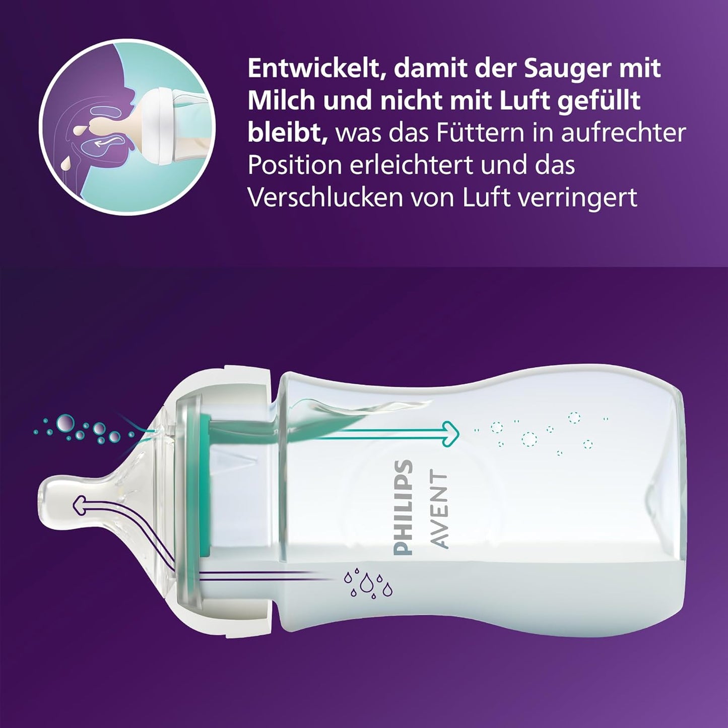 Babyflaschen Geschenkset mit AirFree Ventil (4 Stück), Single