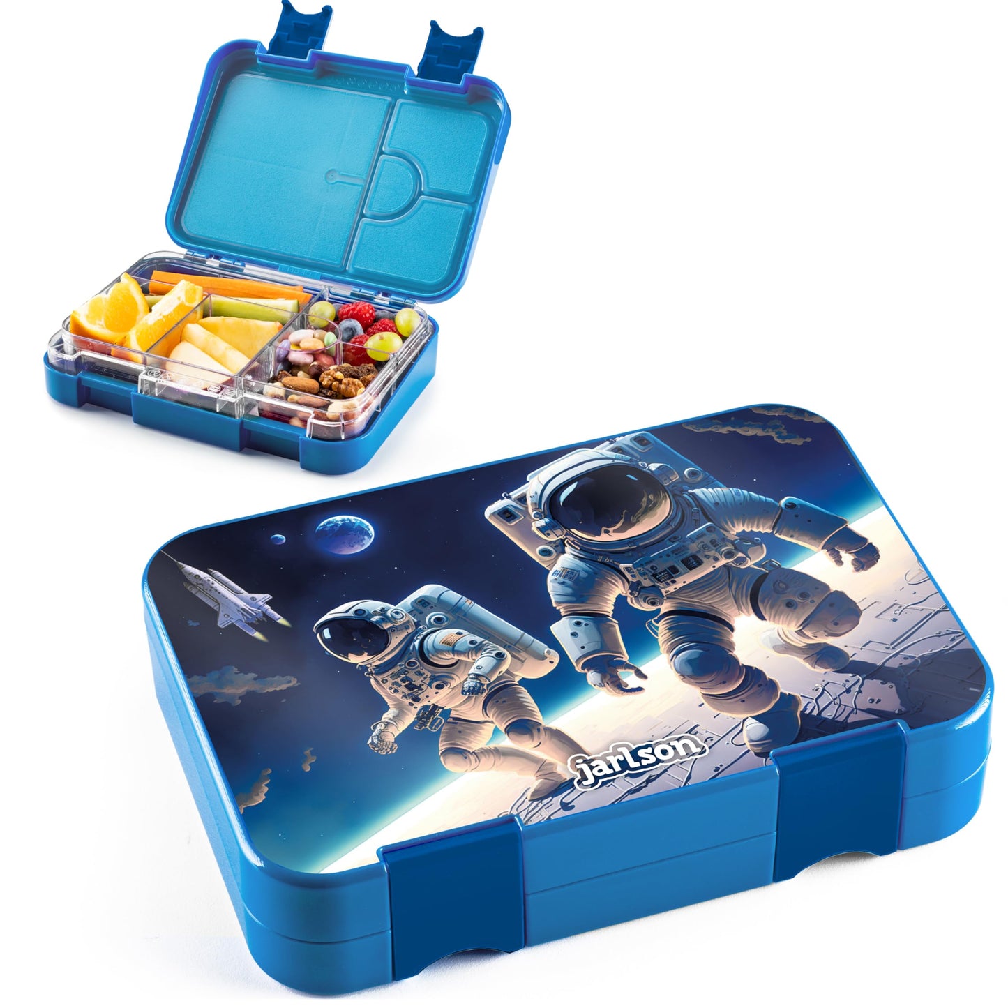 Brotdose Kinder mit Fächern - Auslaufsichere Lunchbox, Weltraum
