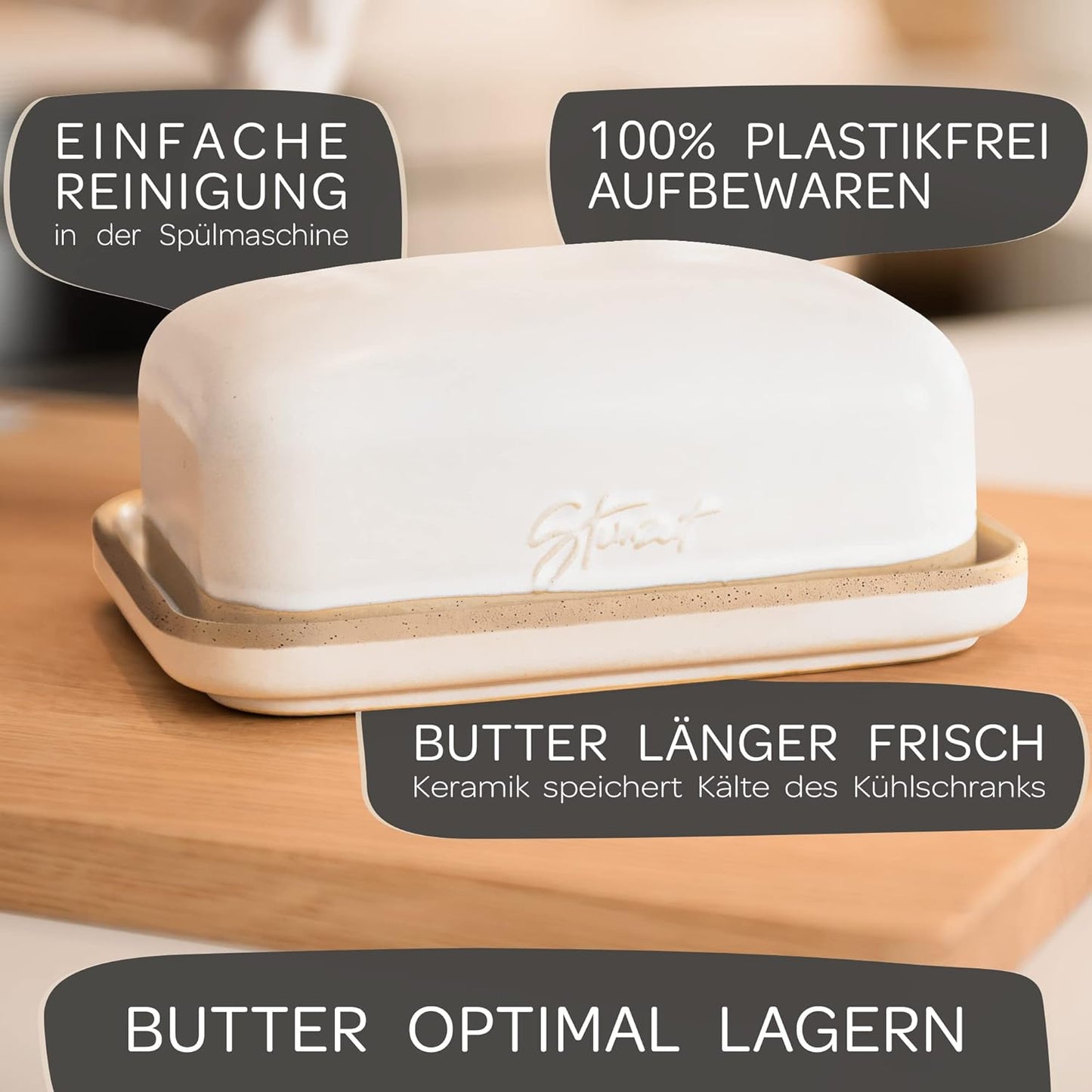 Keramik-Butterdose, blanc