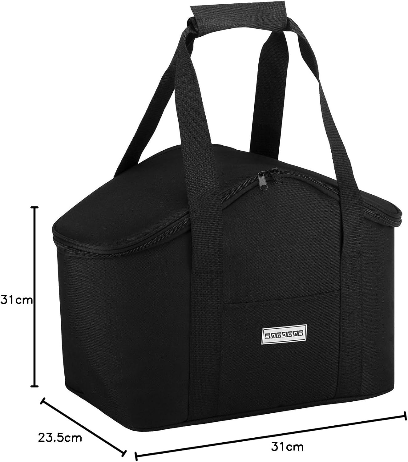 Pflegeleichte Kühltasche mit Zweiwege-Reissverschluss, Schwarz