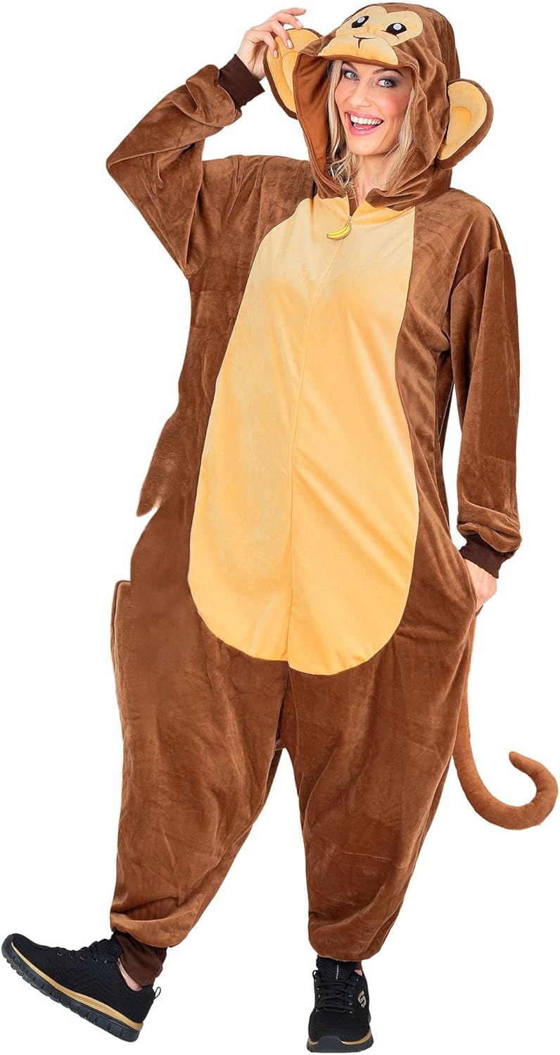 Affen Jumpsuit für Erwachsene, Affen Braun S-M
