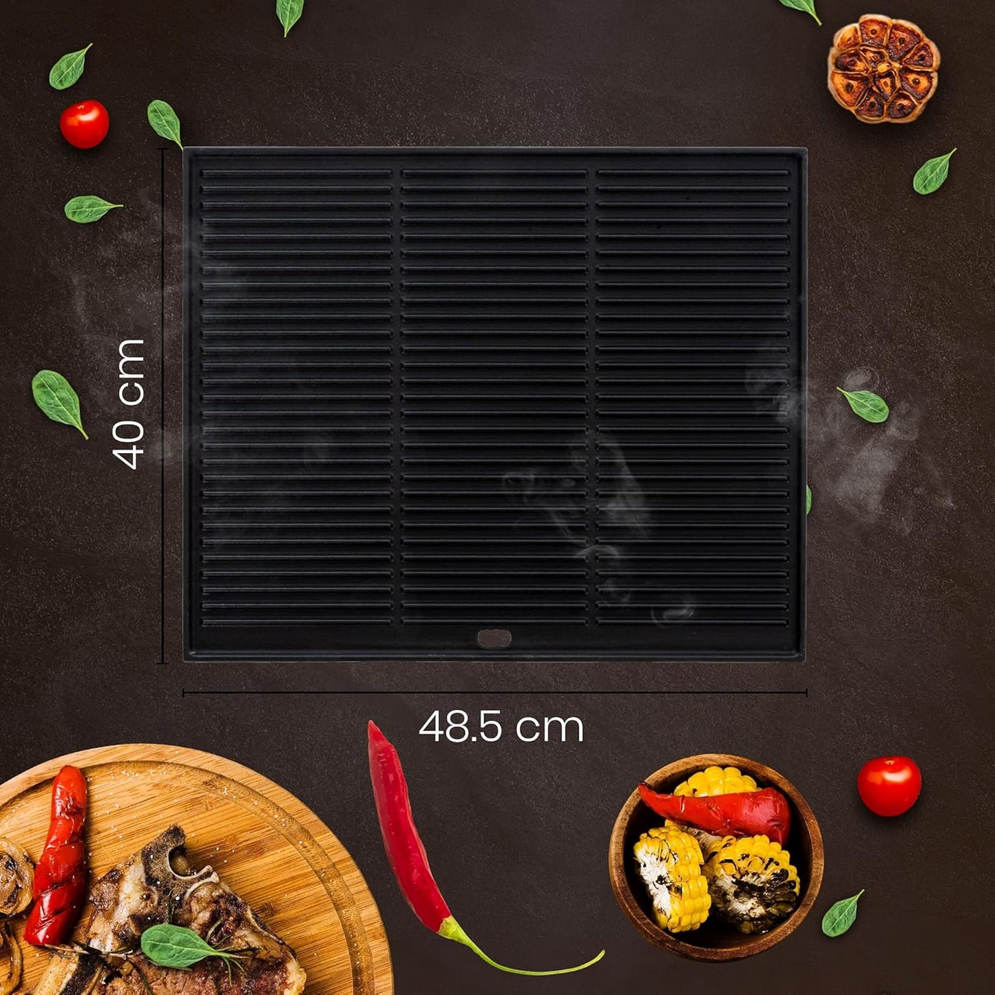 Grill-Wendeplatte für Grills, Anthrazit 48.5x40 cm