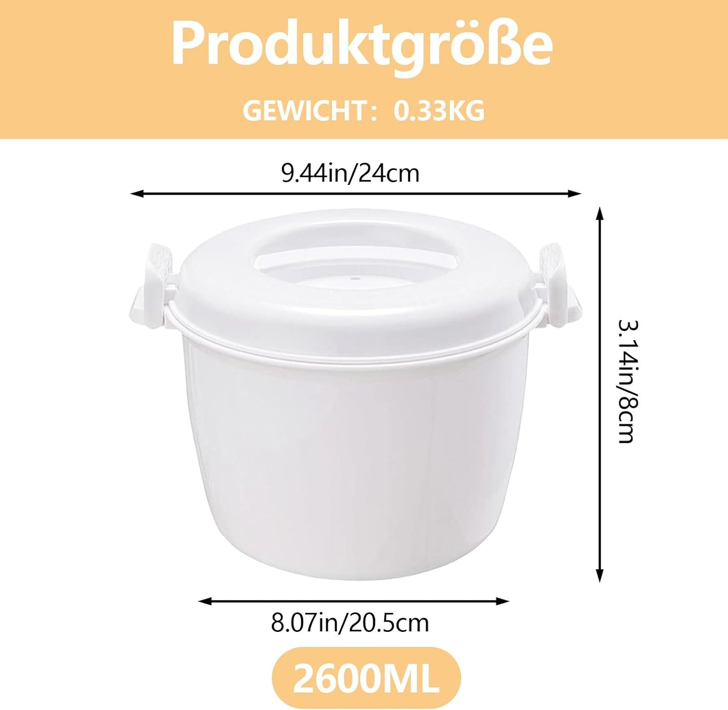 Tragbarer Mikrowellen-Reiskocher (2,6L), 2.6L