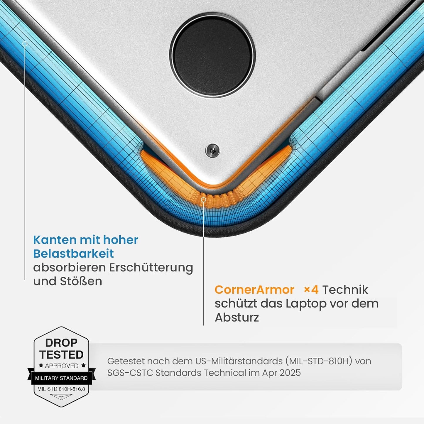 Wasserdichte Laptop-Schutzhülle, 13,5-14,4 Zoll Grau