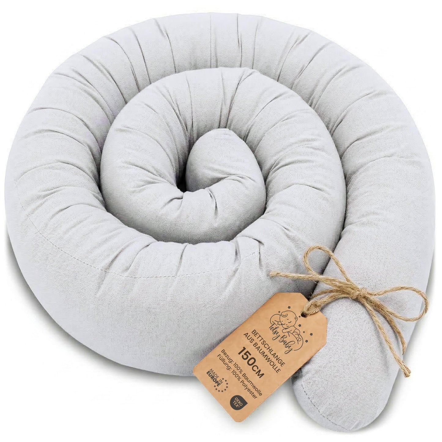 Bettschlange mit waschbarem Bezug, Grau B 150 cm