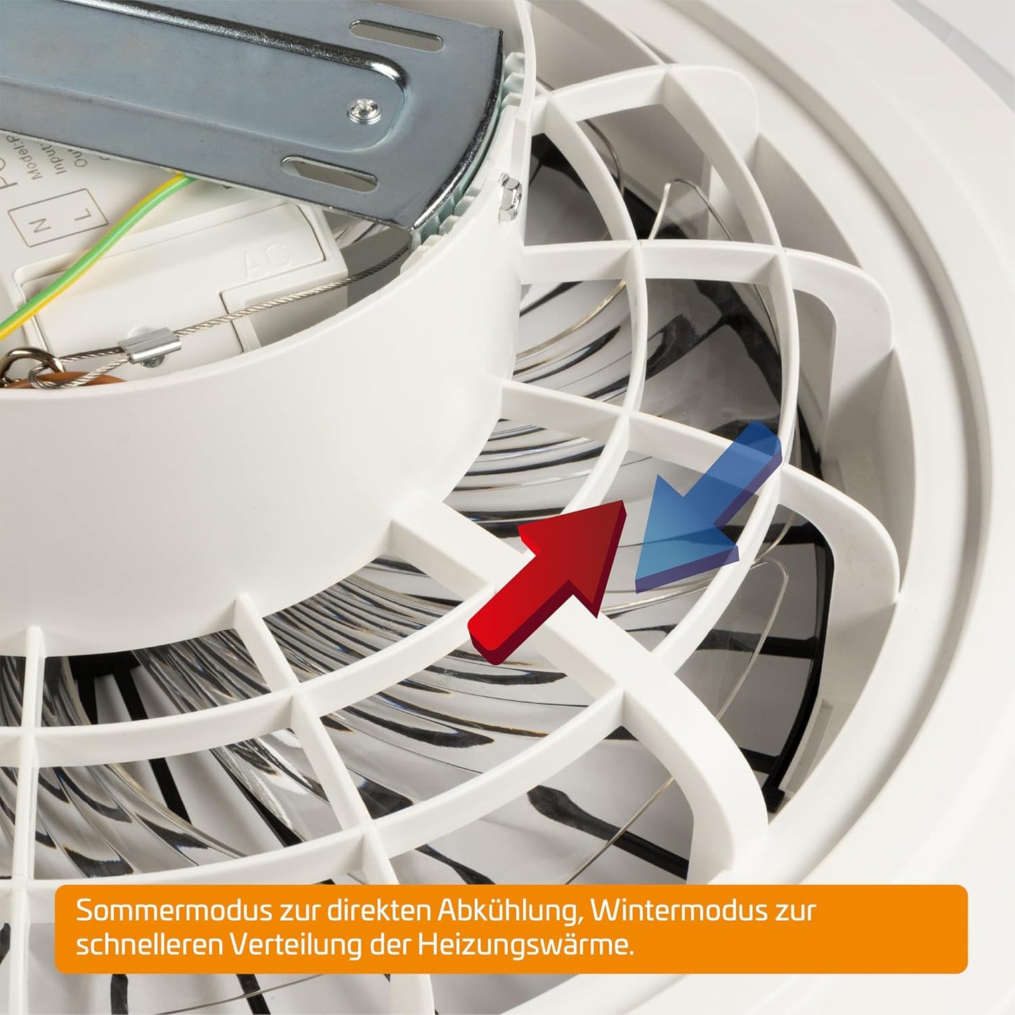 Deckenventilator mit dimmbarer LED-Leuchte, 48 Cm Black White