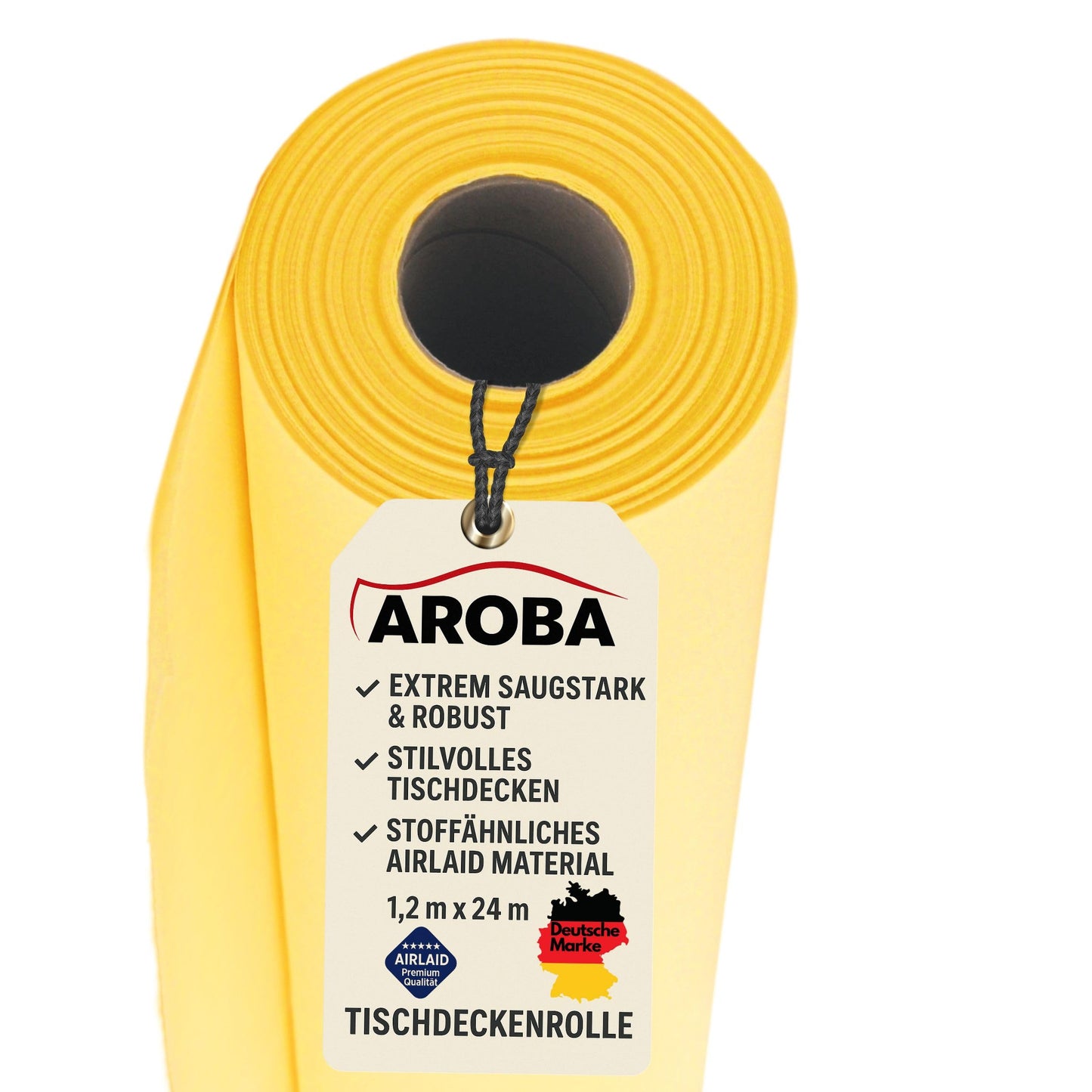 Airlaid Tischdeckenrolle, 2400 x 120 cm (Rechteckig) Gelb