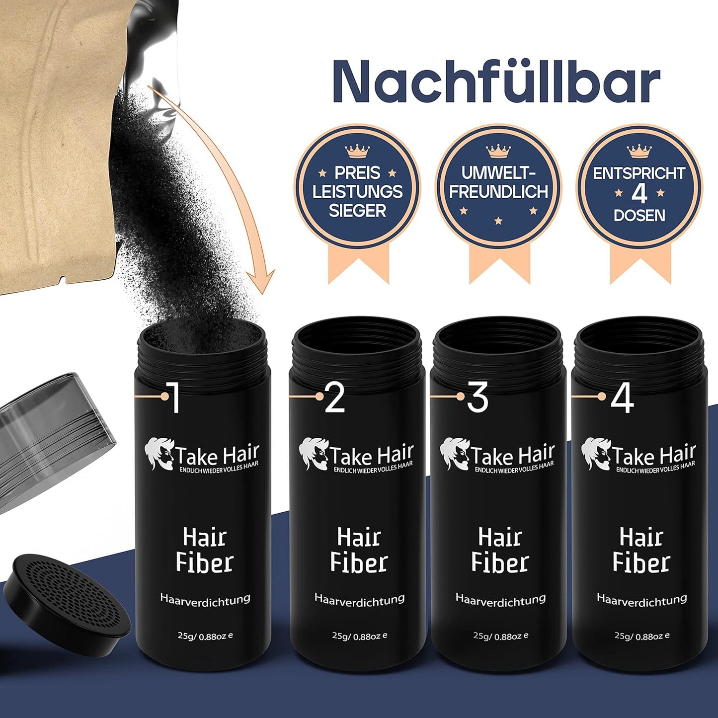 Streuhaar Nachfüllbeutel zur Haarverdichtung, Hellbraun