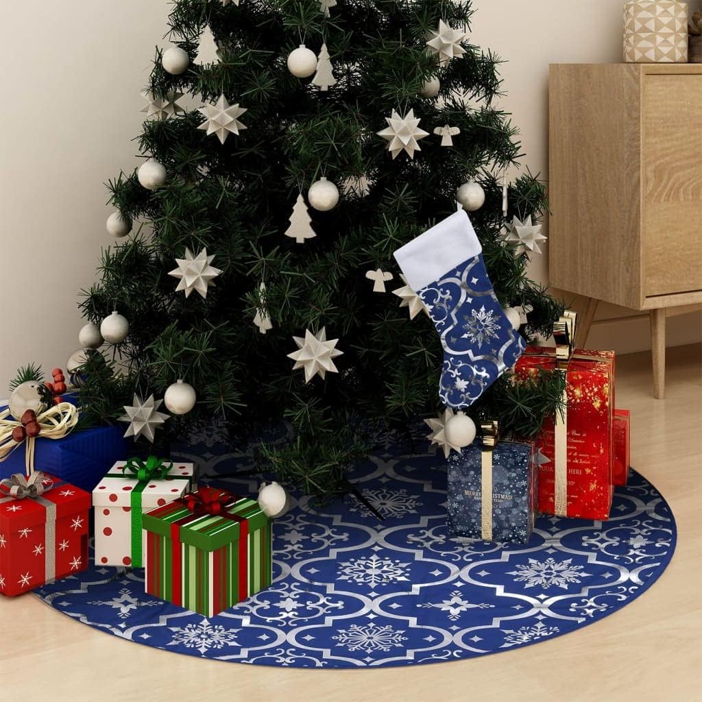 Weihnachtsbaumdecke mit Socke, 122 cm Blau