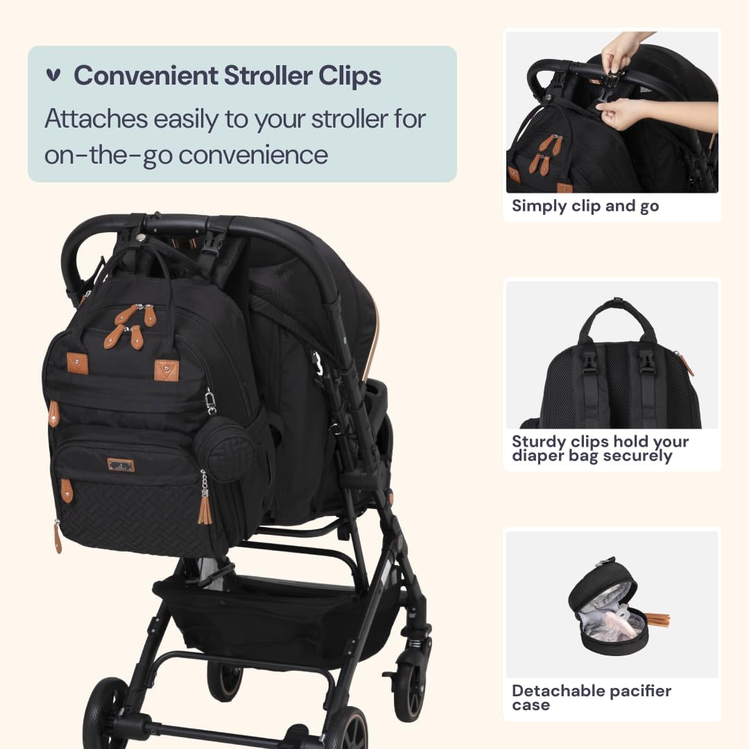 Rucksack mit Wickelauflage, Xl, Schwarz